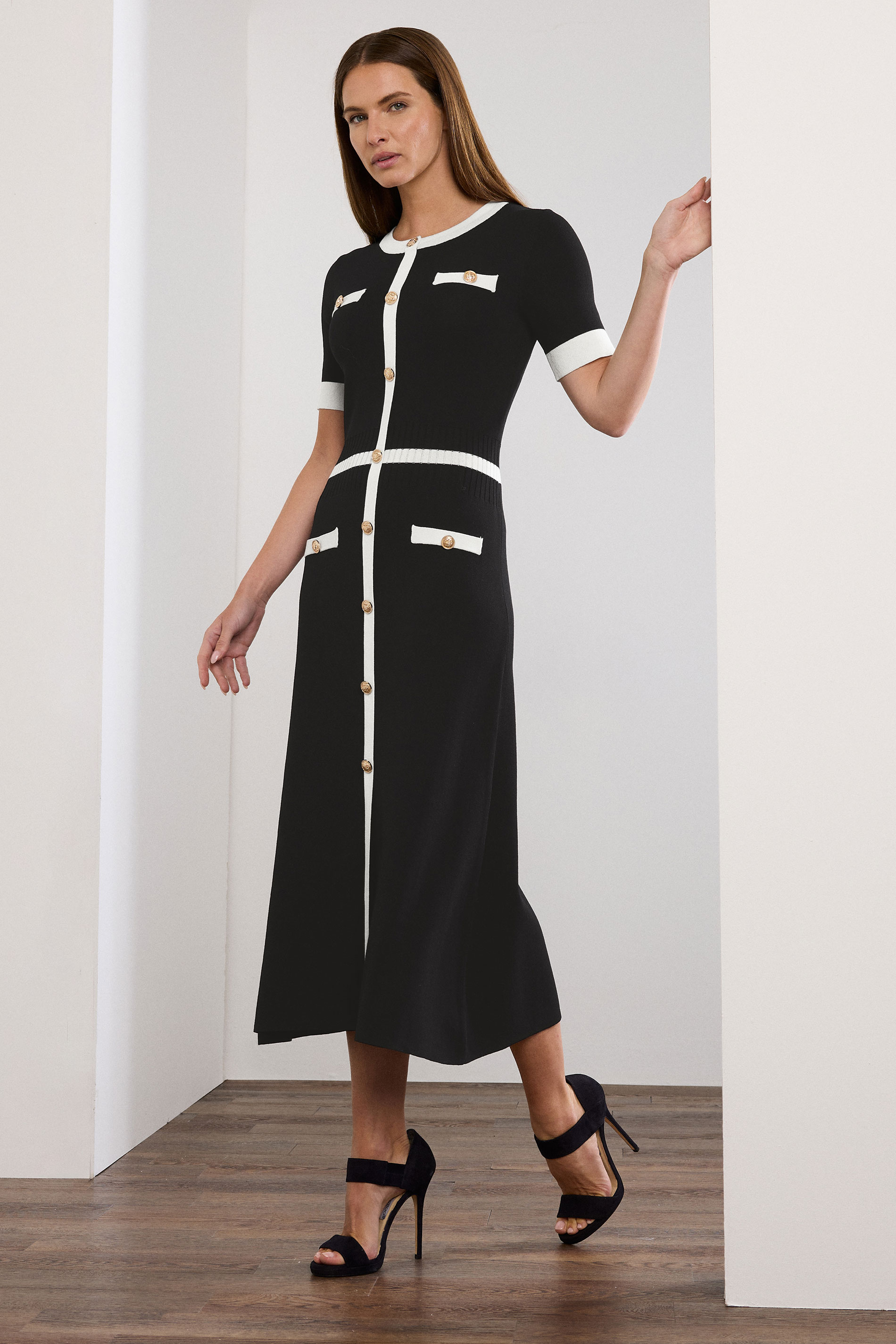 STAR Black Contrast Trim Knitted Dress | StarByJM 1