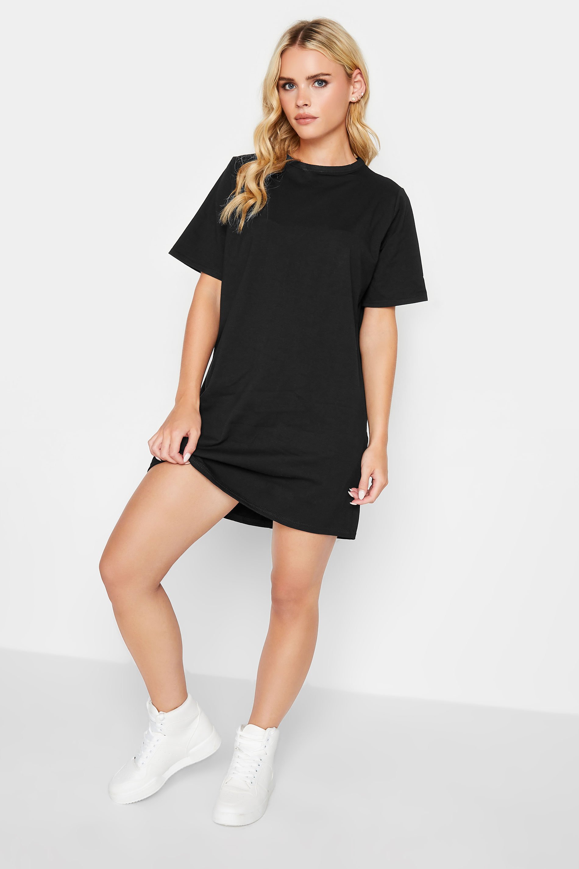 Petite Black Oversized T-Shirt Dress | PixieGirl  1