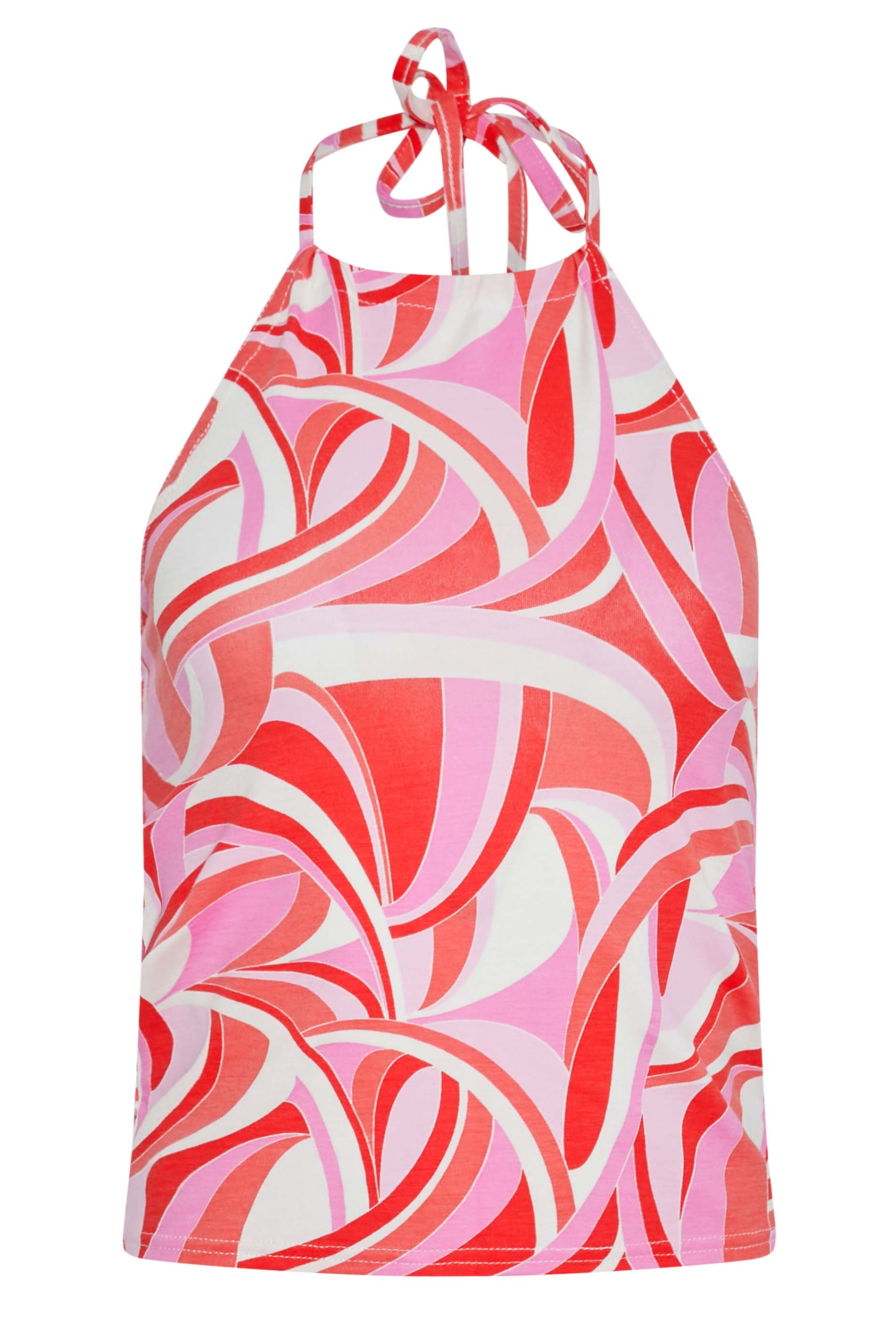 Petite Pink Swirl Print Halter Neck Top | PixieGirl 6