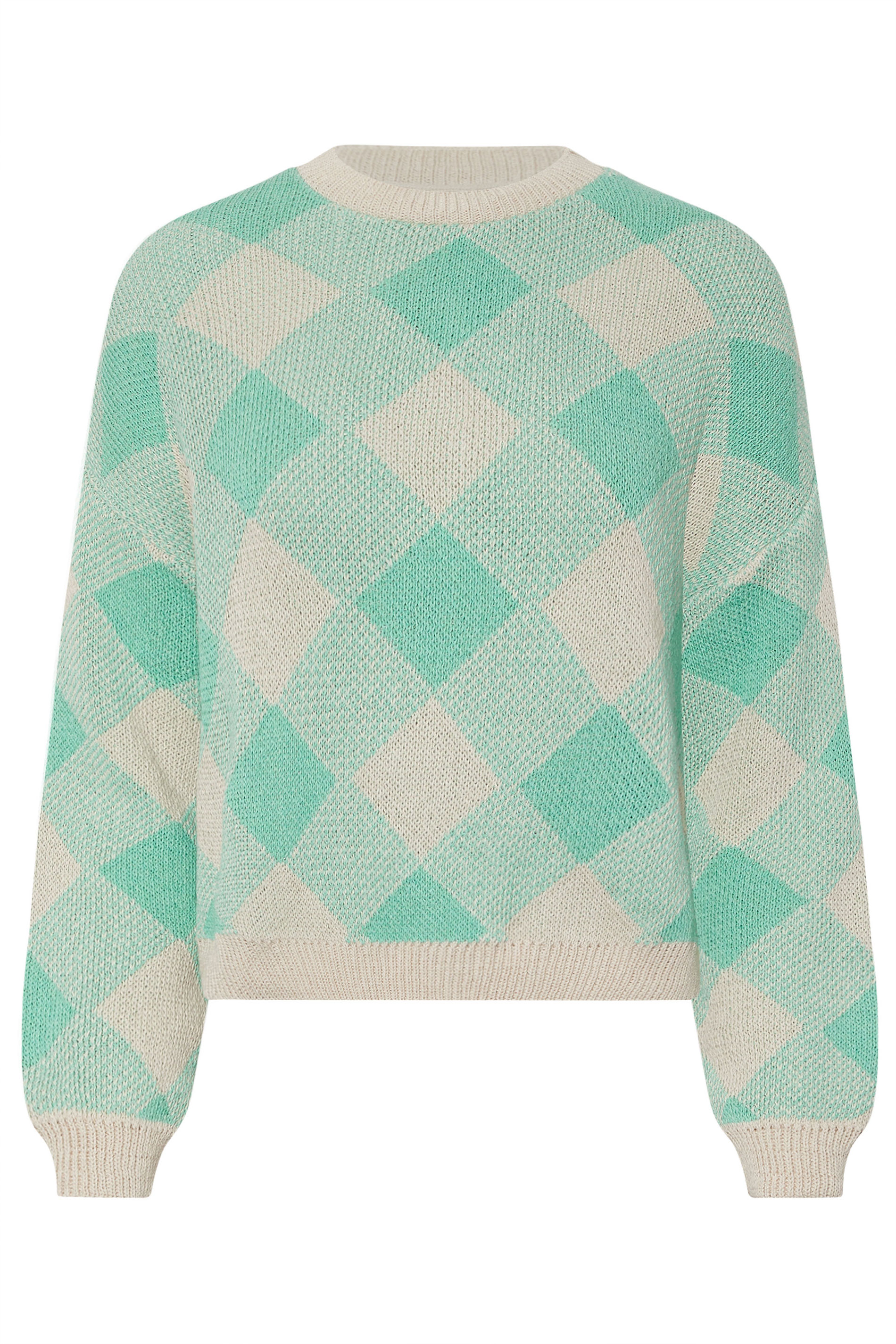 PixieGirl Petite Women's Green Knitted Check Jumper | PixieGirl 5