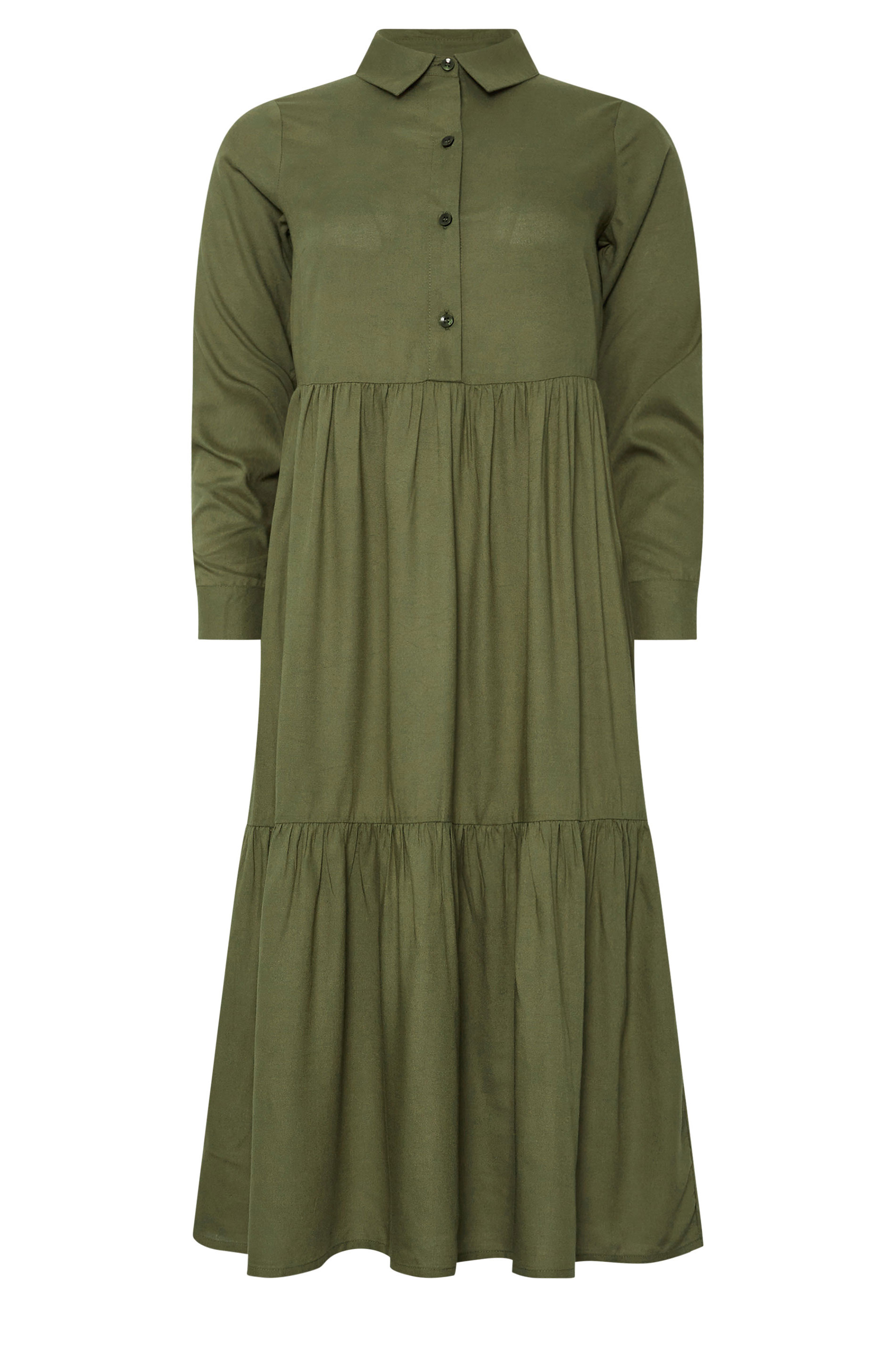 PixieGirl Petite Women's Khaki Green Sleeved Smock Dress | PixieGirl 5