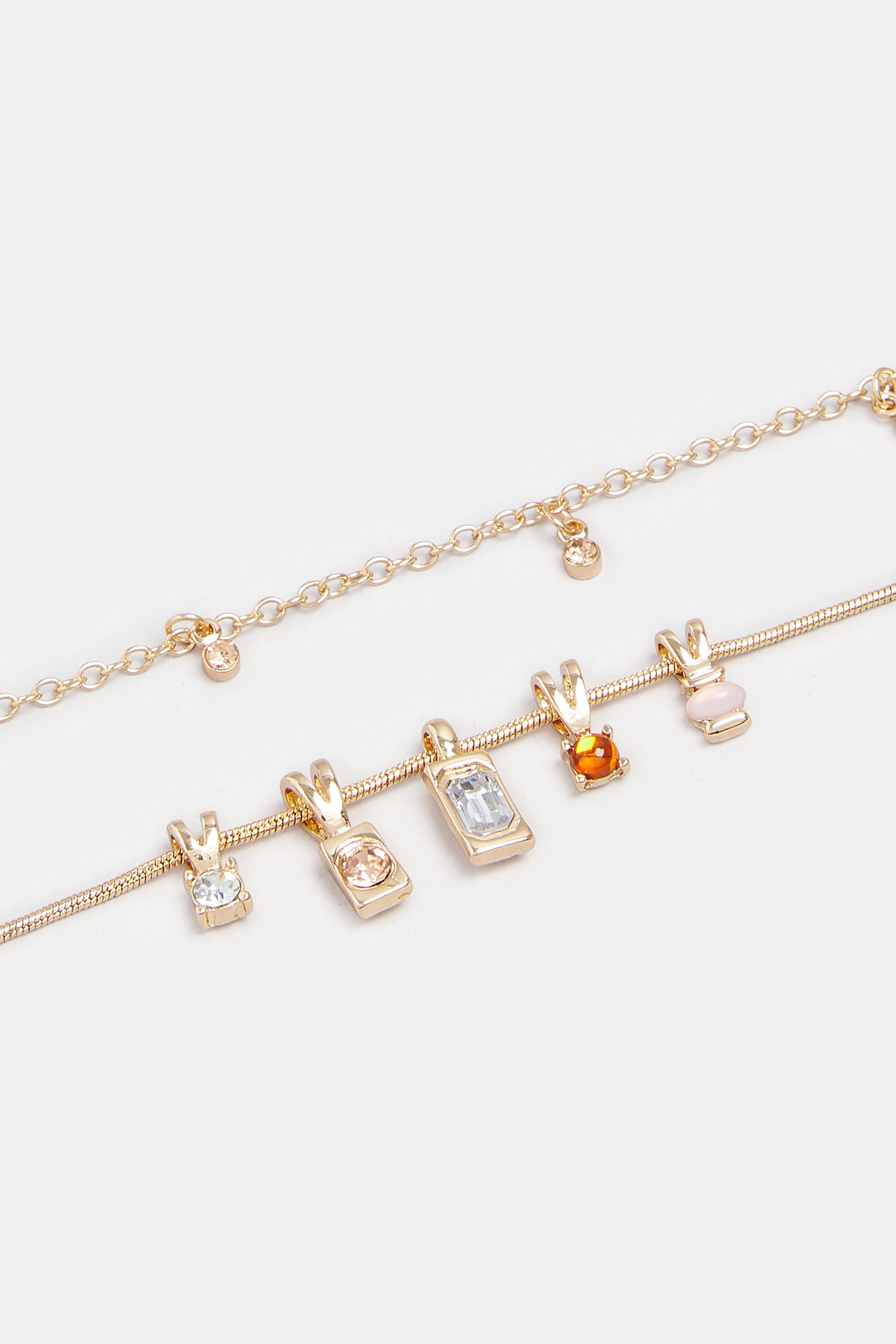 Gold Tone Double Layer Charm Necklace | Yours Clothing 3