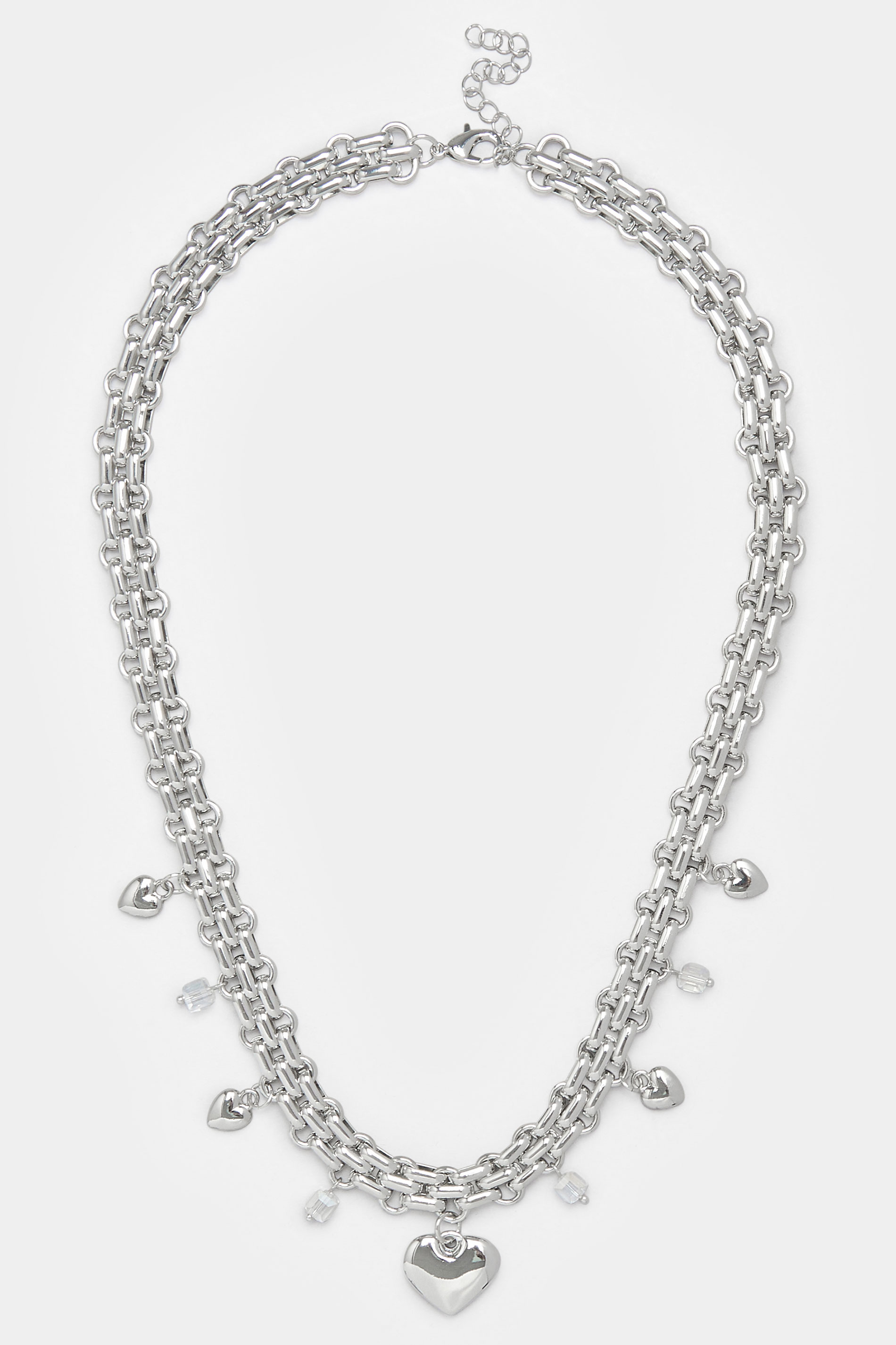 Silver Tone Chain Heart Necklace | Yours Clothing 2