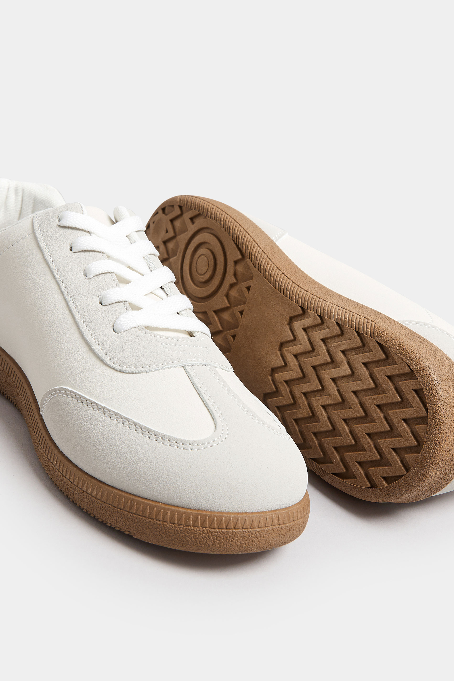 White Retro Gum Sole Trainers In Extra Wide EEE Fit | Yours Clothing 5