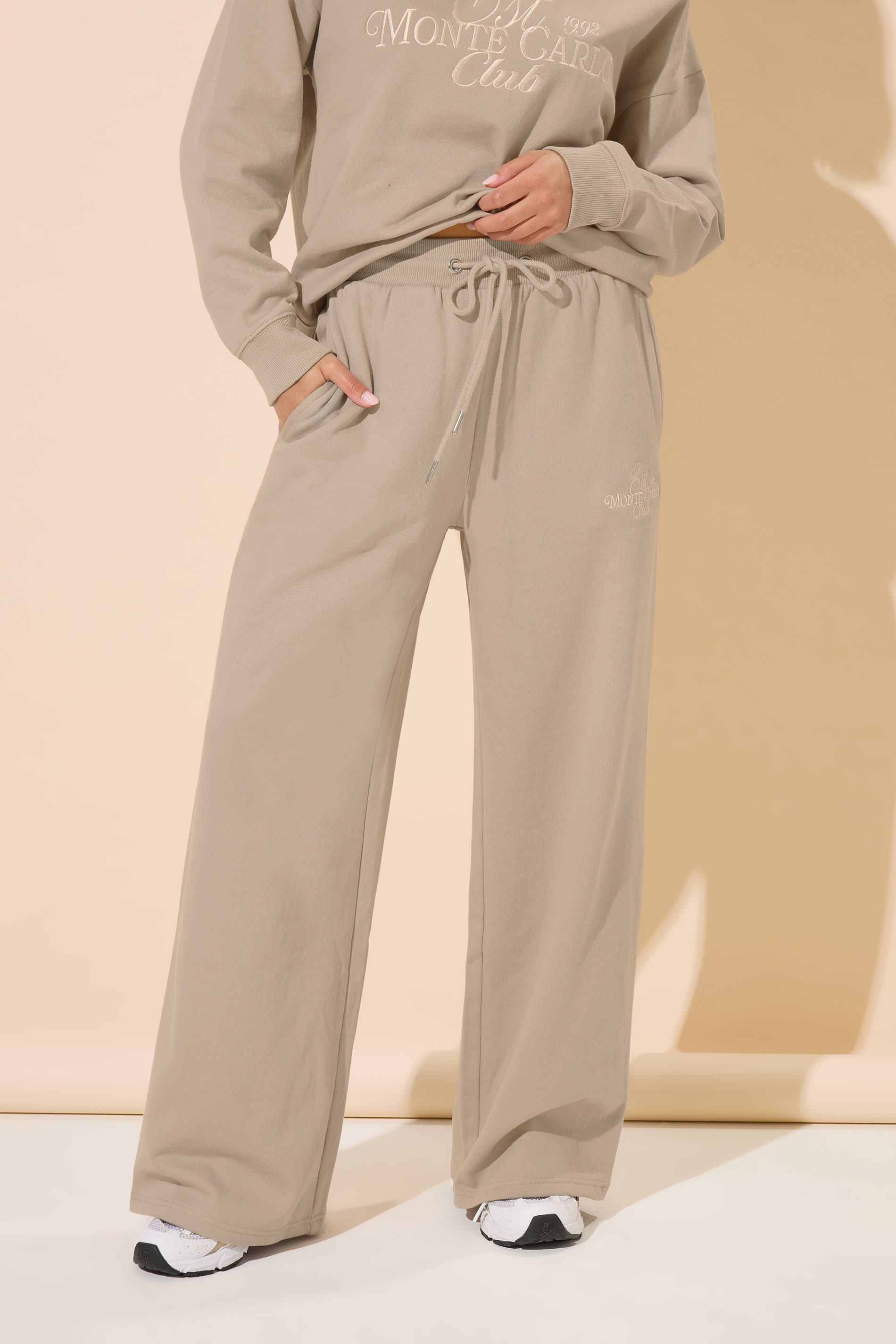 PixieGirl Petite Women's Stone Brown 'Monte Carlo' Embroidered Joggers | PixieGirl 3