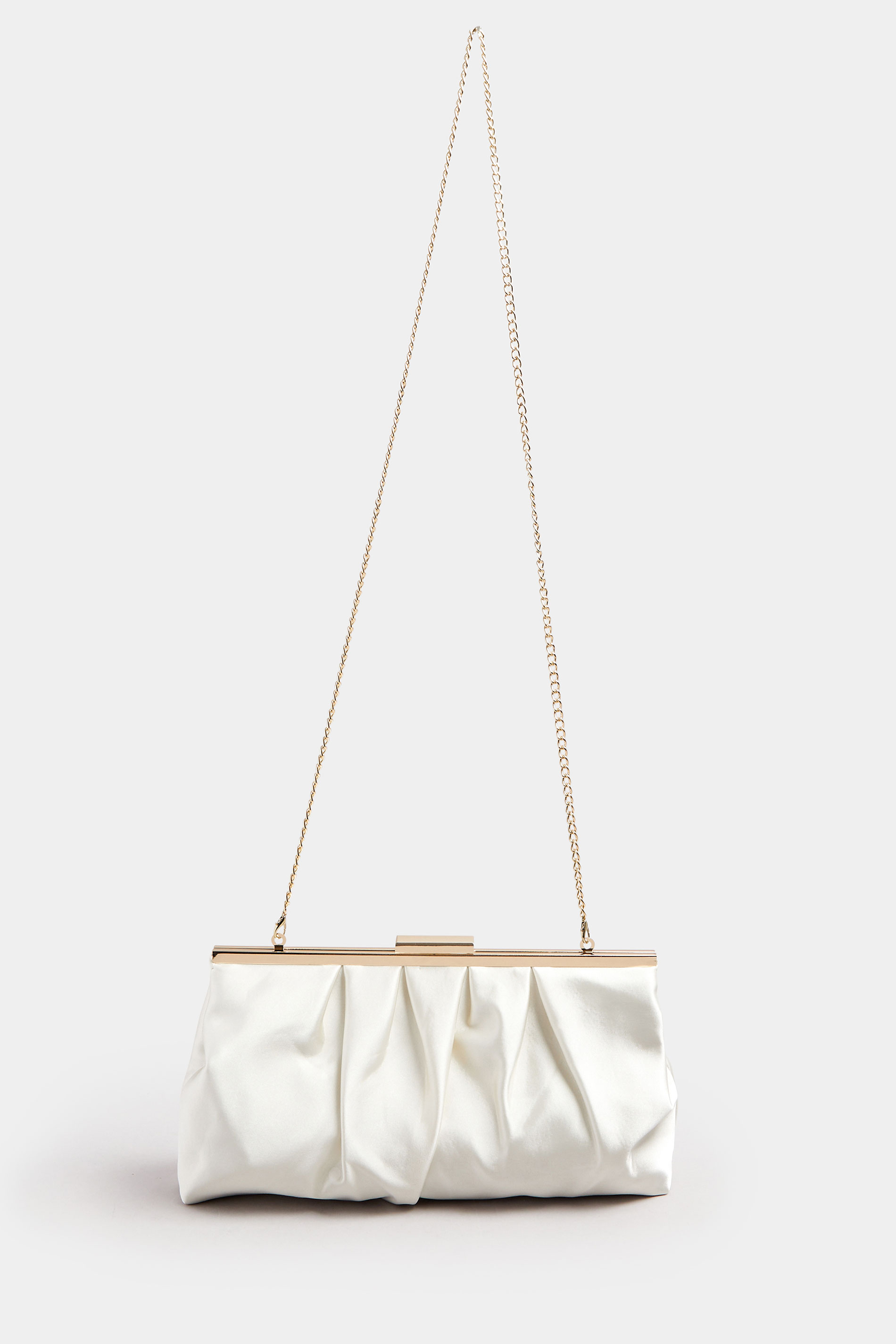 Ivory White Satin Pleated Clutch Bag | Yours Clothing 4
