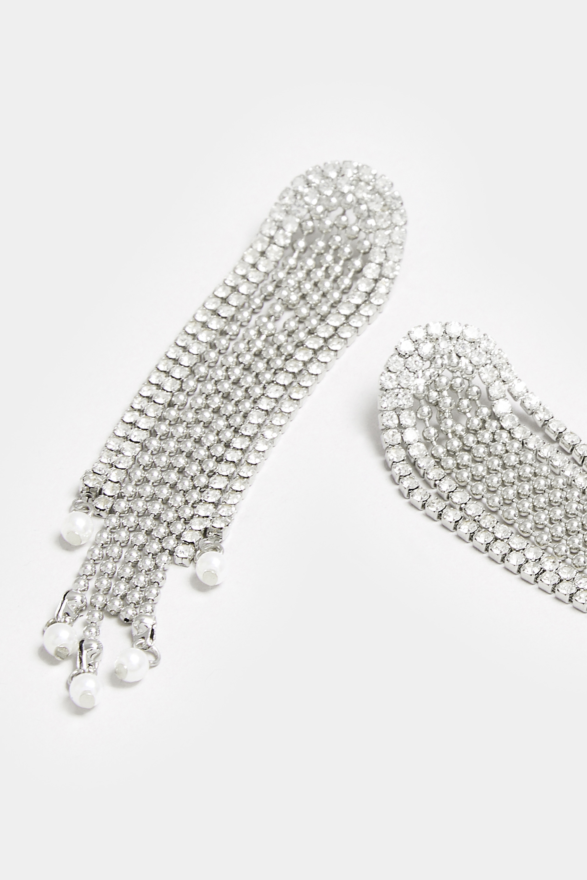 Silver Tone Statement Diamante Drop Earrings | Yours Clothing 3