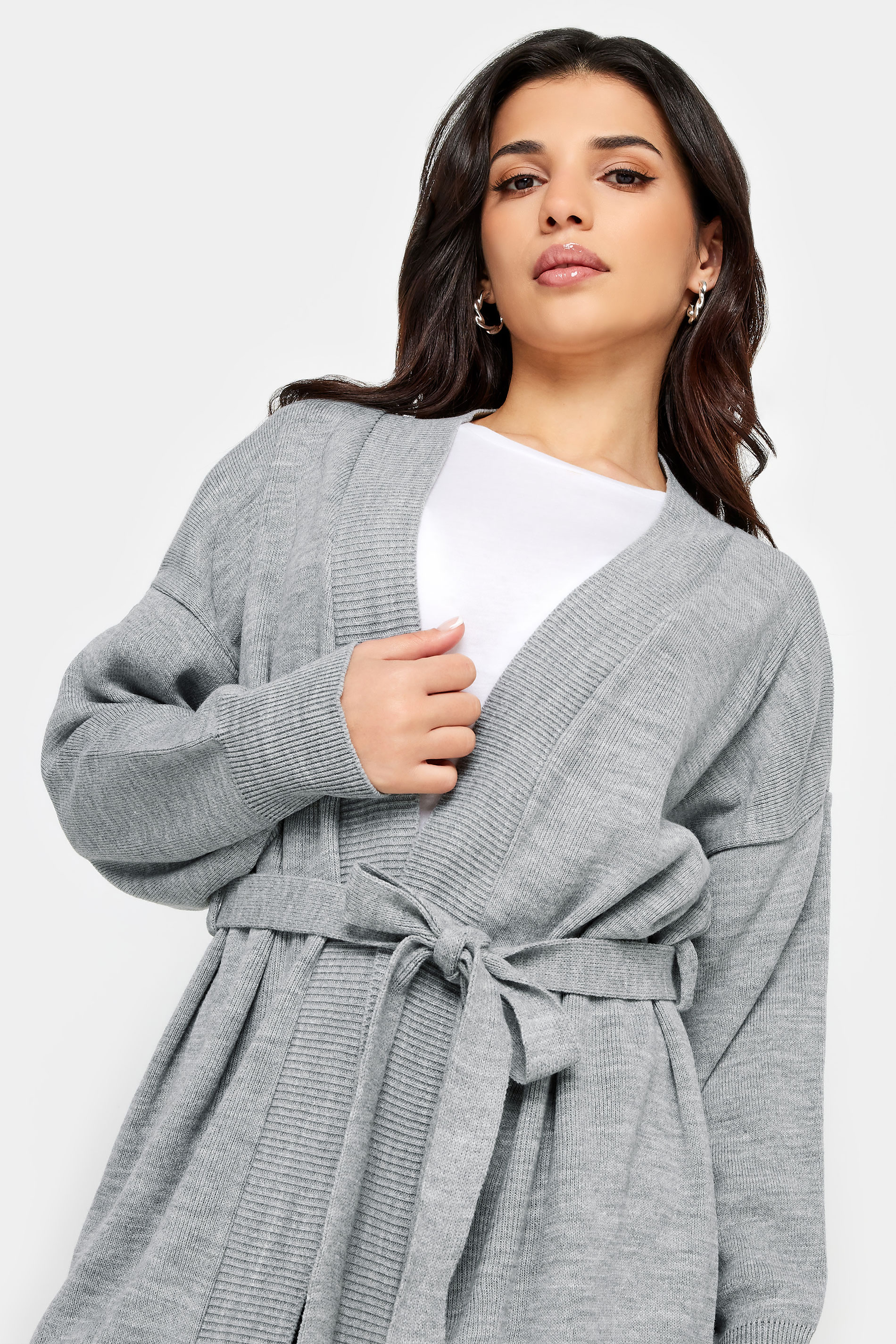 PixieGirl Grey Belted Midi Cardigan | PixieGirl  4