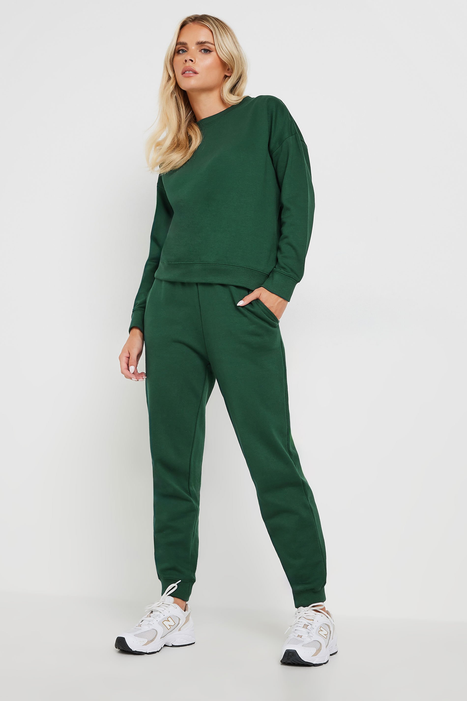 PixieGirl Petite Women's Dark Green Crew Neck Sweatshirt | PixieGirl 3