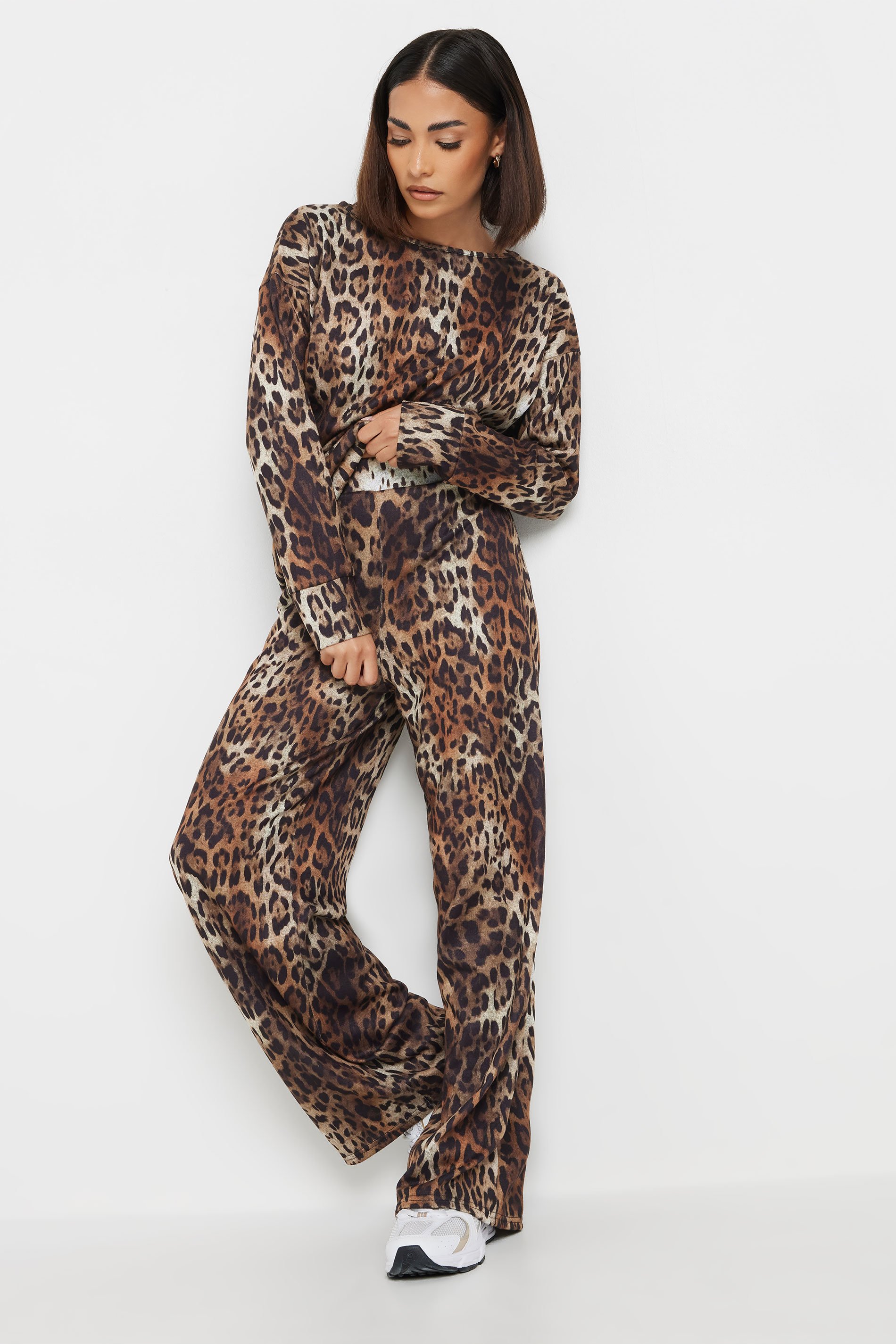 PixieGirl Petite Women's Brown Soft Touch Leopard Print Jumper | PixieGirl 3