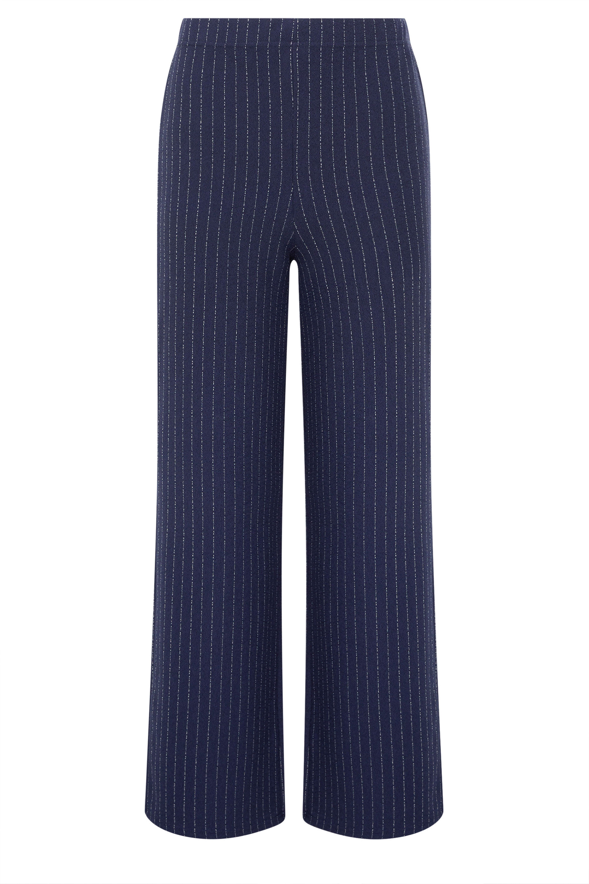 M&Co Navy Blue Pinstripe Wide Leg Trousers | M&Co 5