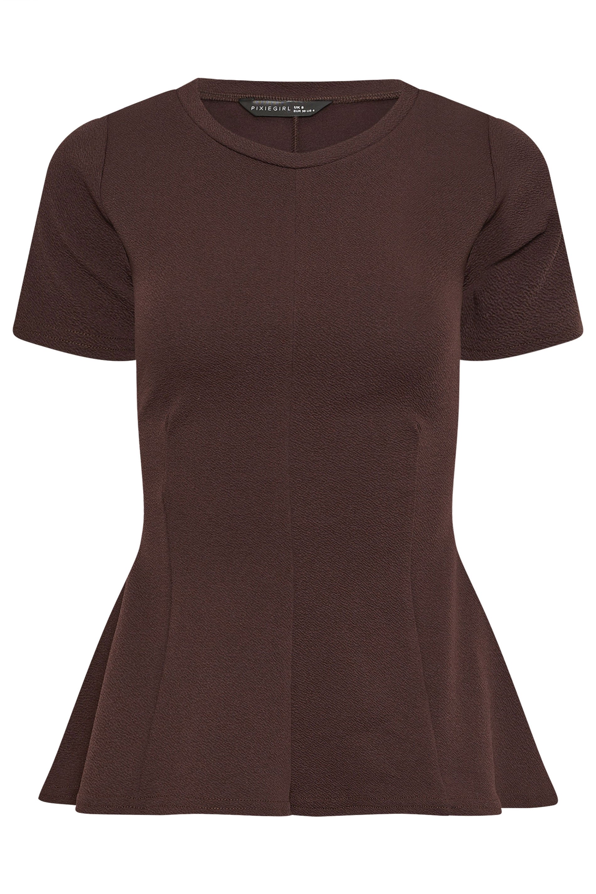 PixieGirl Petite Women's Chocolate Brown Cinched Waist Top | PixieGirl 1
