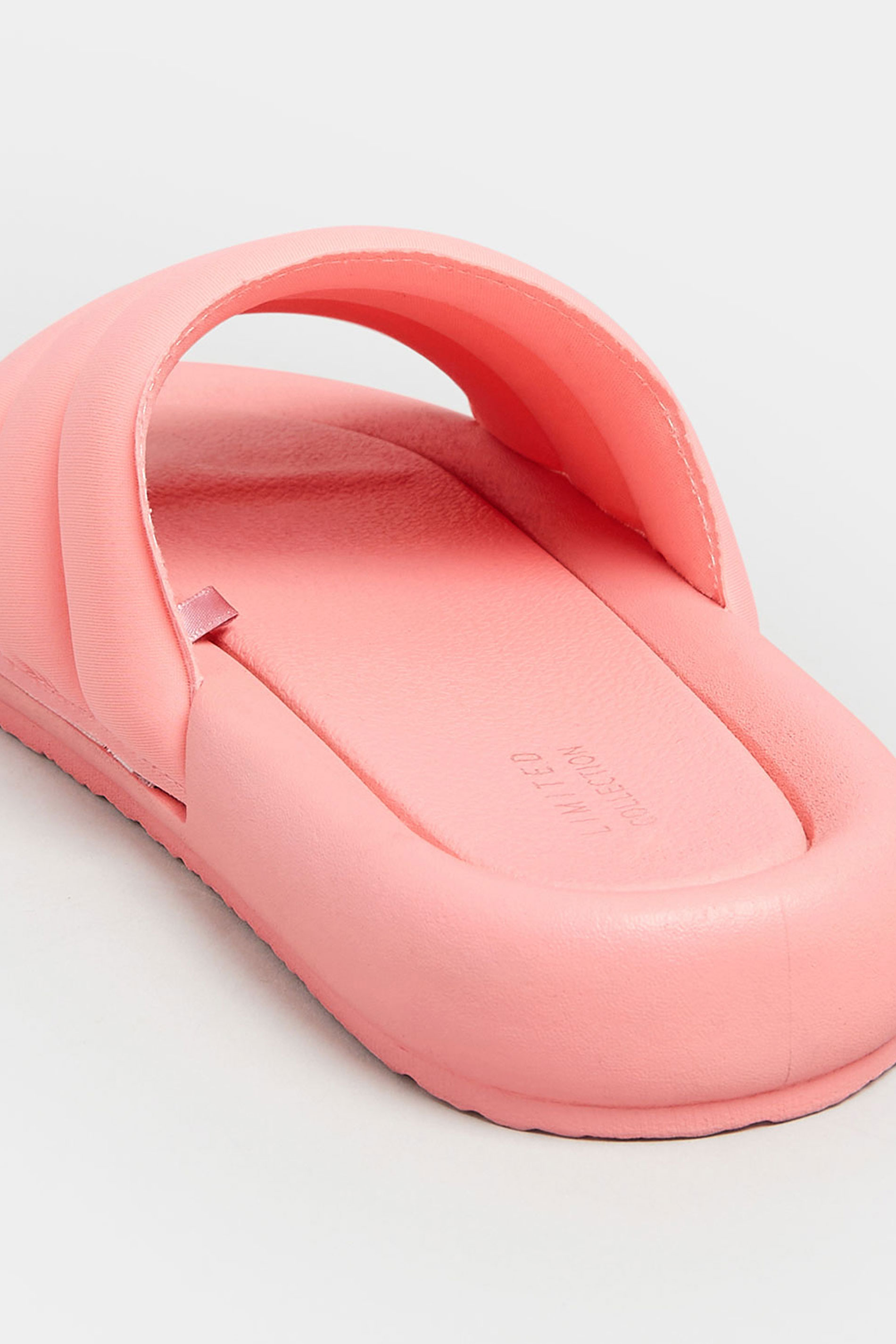 YOURS Pink Padded Sliders In Wide E Fit | Yours Clothing 4