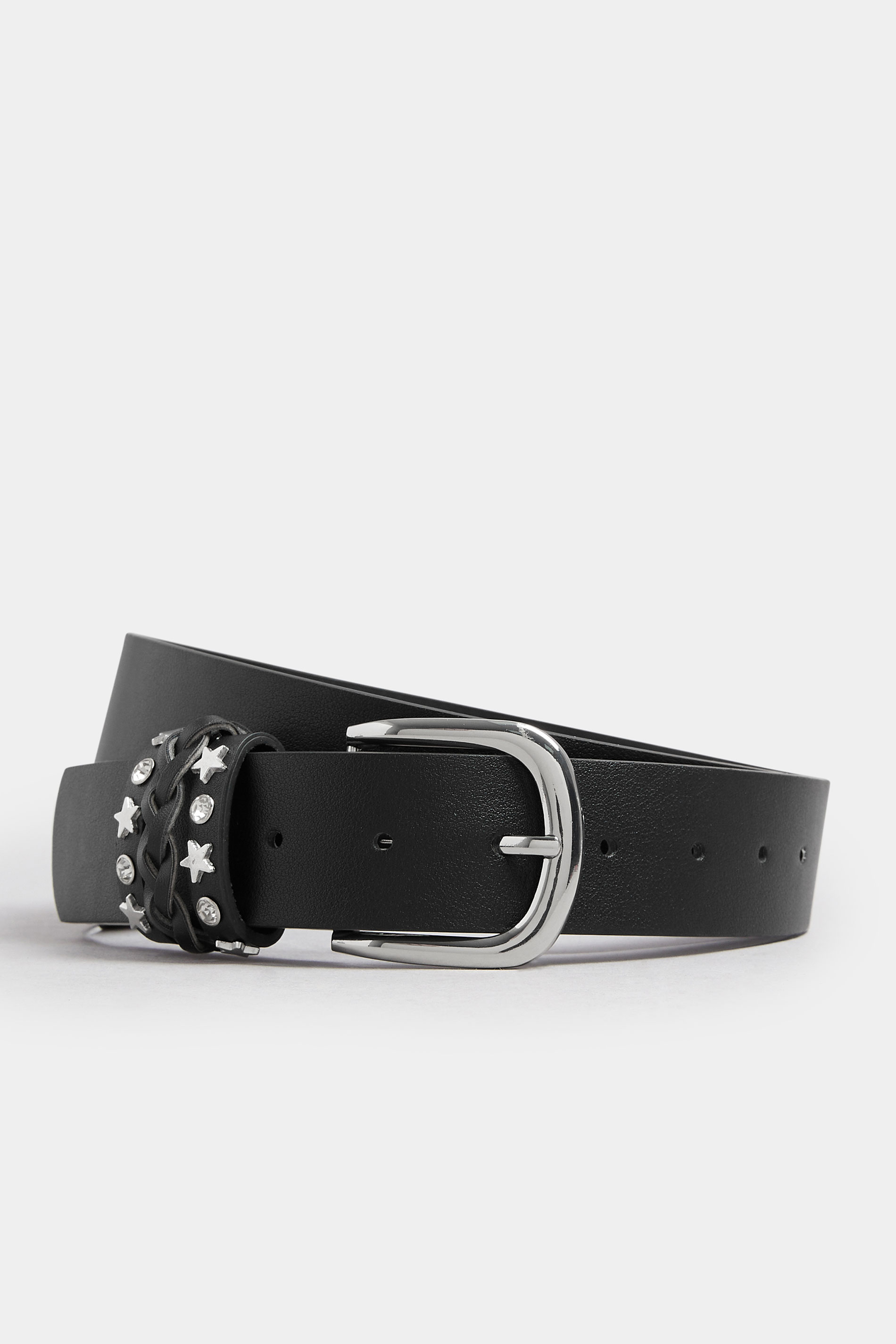 Black Faux Leather Star Keeper Belt | Yours Clothing 2