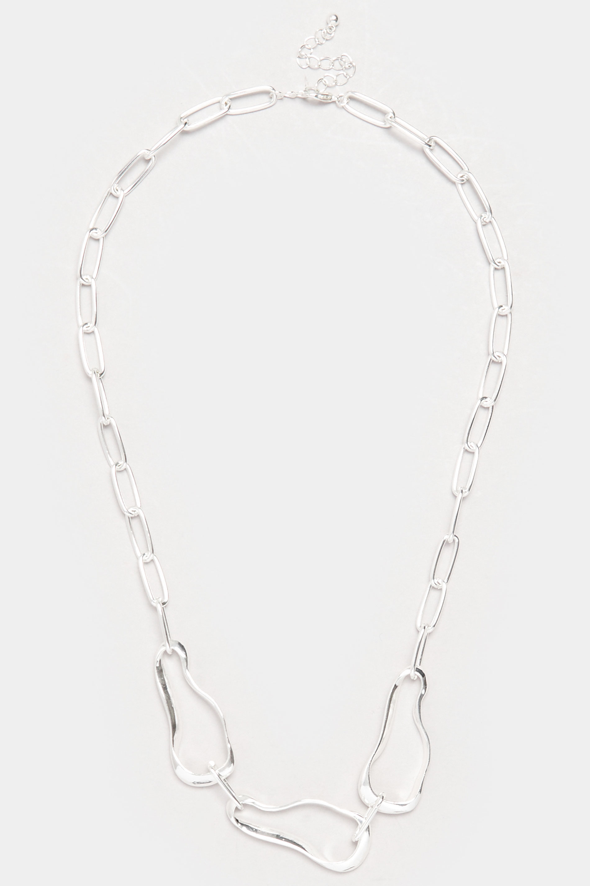 Silver Tone Molten Chain Link Necklace | Yours Clothing  2