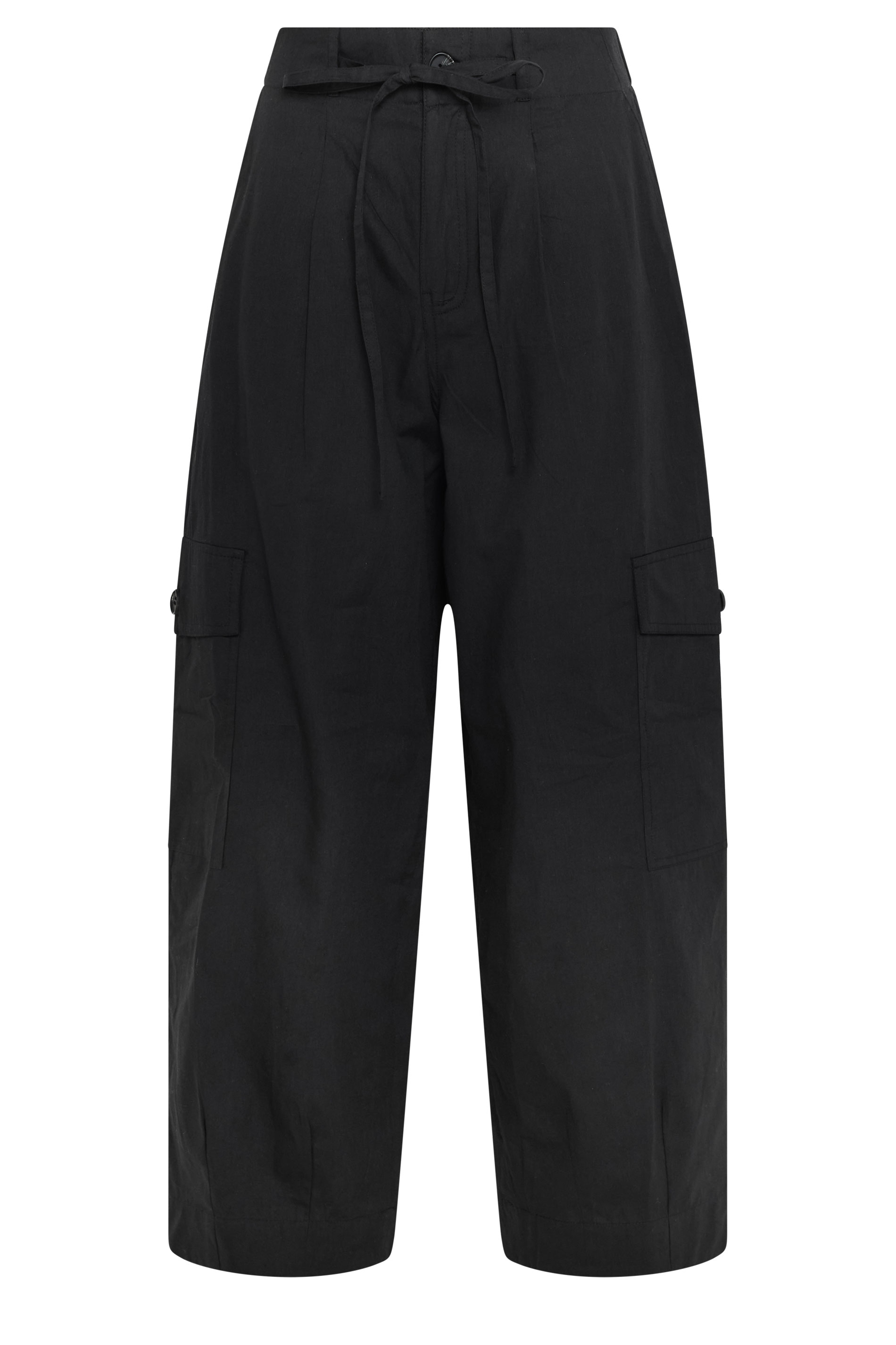 PixieGirl Petite Women's Black Poplin Cotton Cargo Barrel Leg Trousers | PixieGirl 5