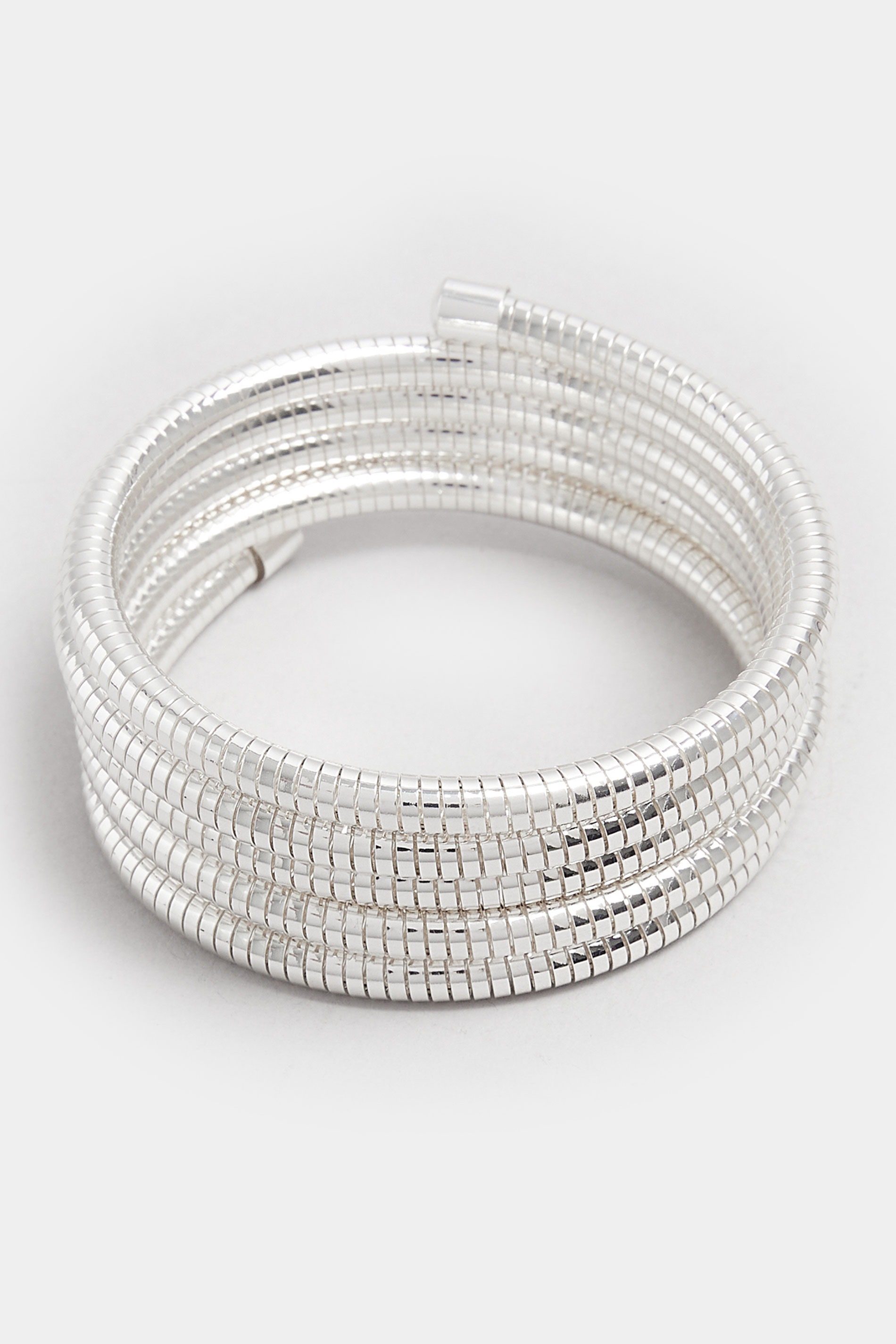 Silver Coil Wrap Stretch Bracelet | Yours Clothing 2