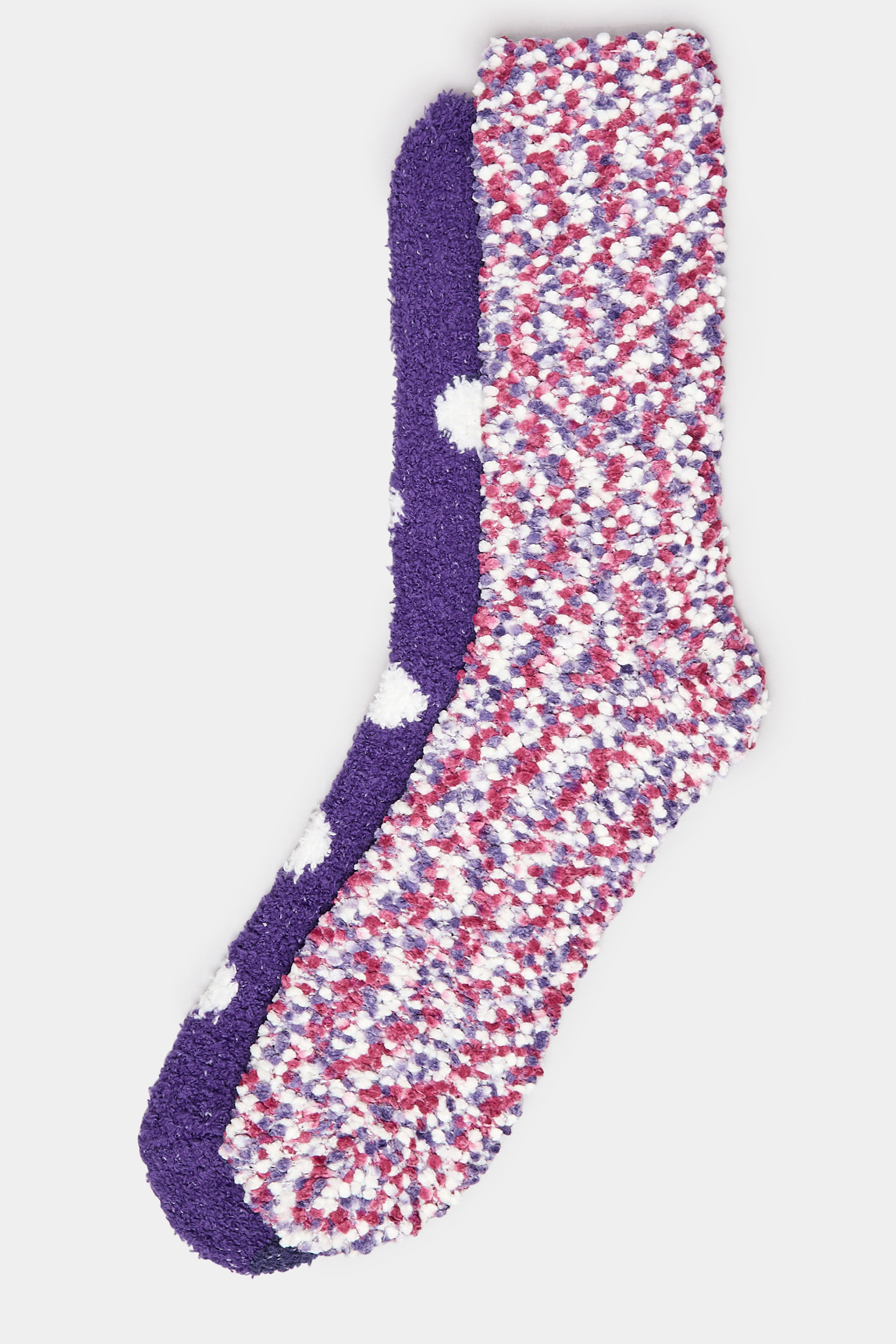 2 PACK Purple Fleece Ankle Socks | Yours Clothing 3