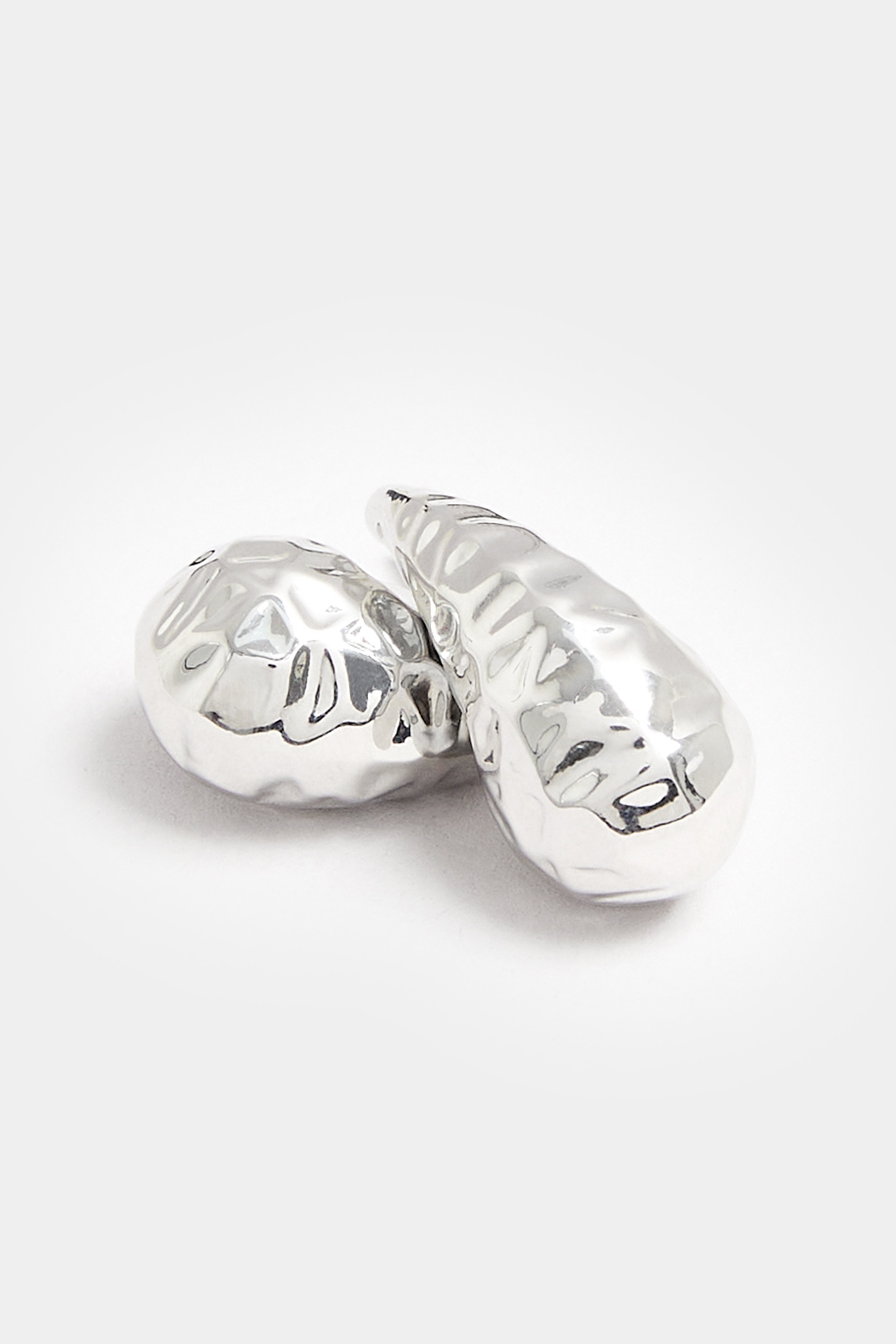 Silver Tone Textured Hoop Earrings | Yours Clothing 3