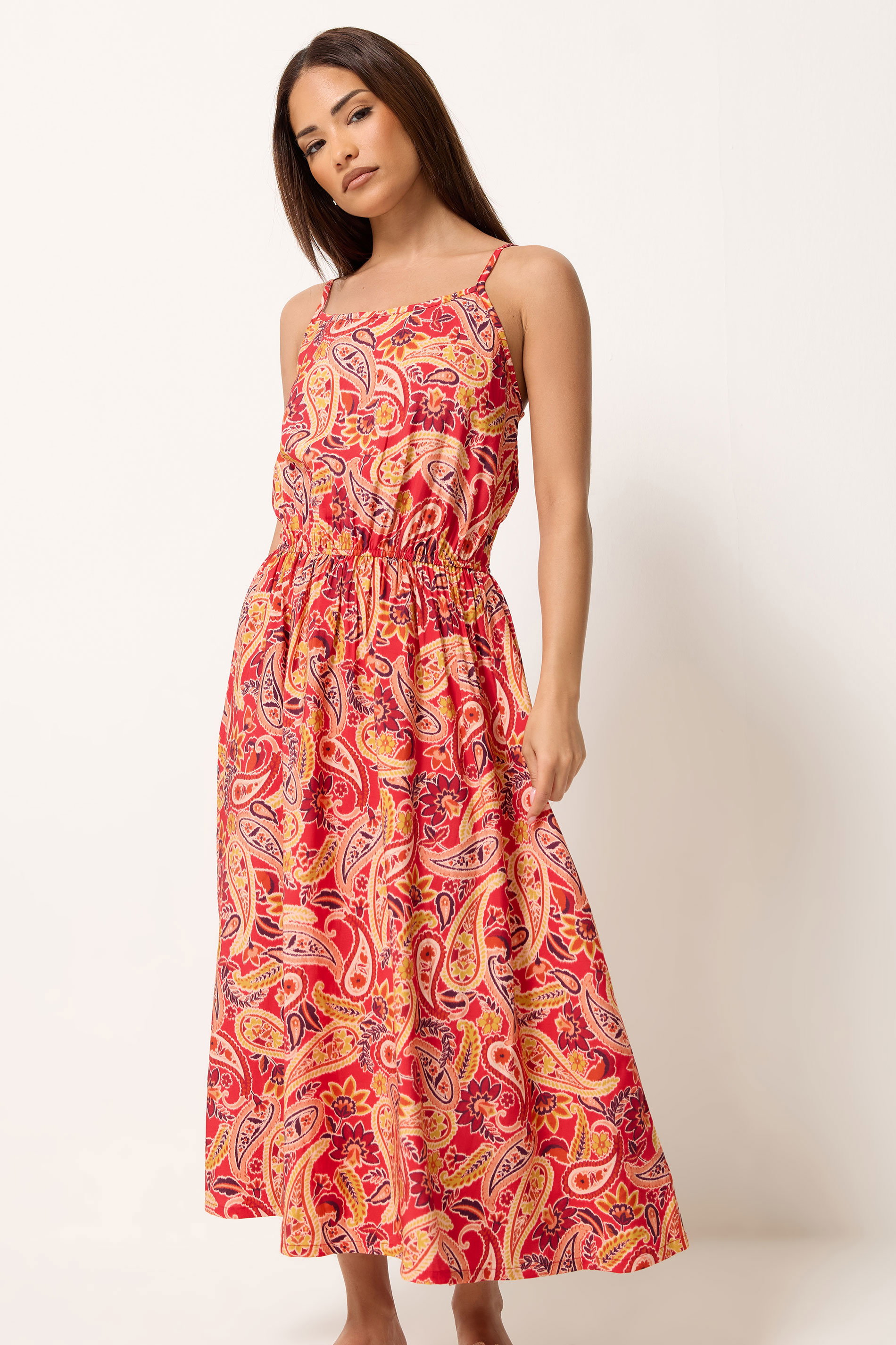 Pixiegirl Women's Orange Petite Paisley Midi Dress Size 18