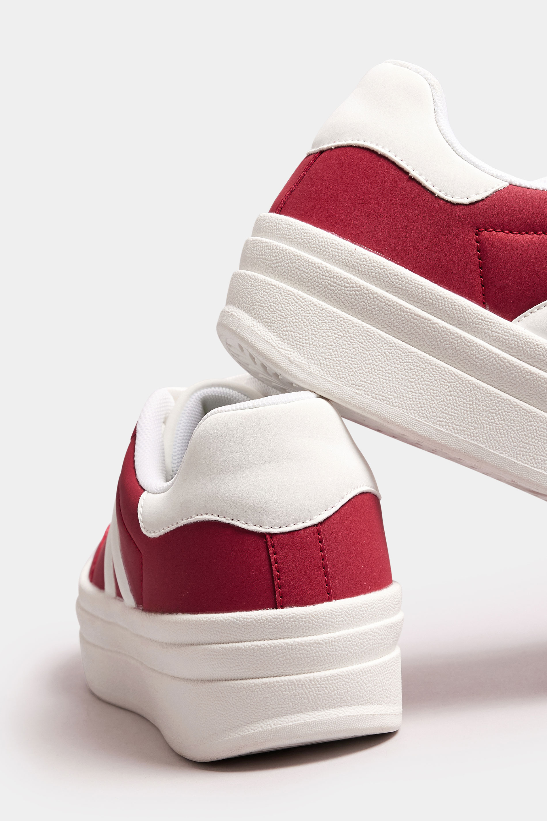 Red Retro Platform Trainers In Wide E Fit | Yours Clothing  4