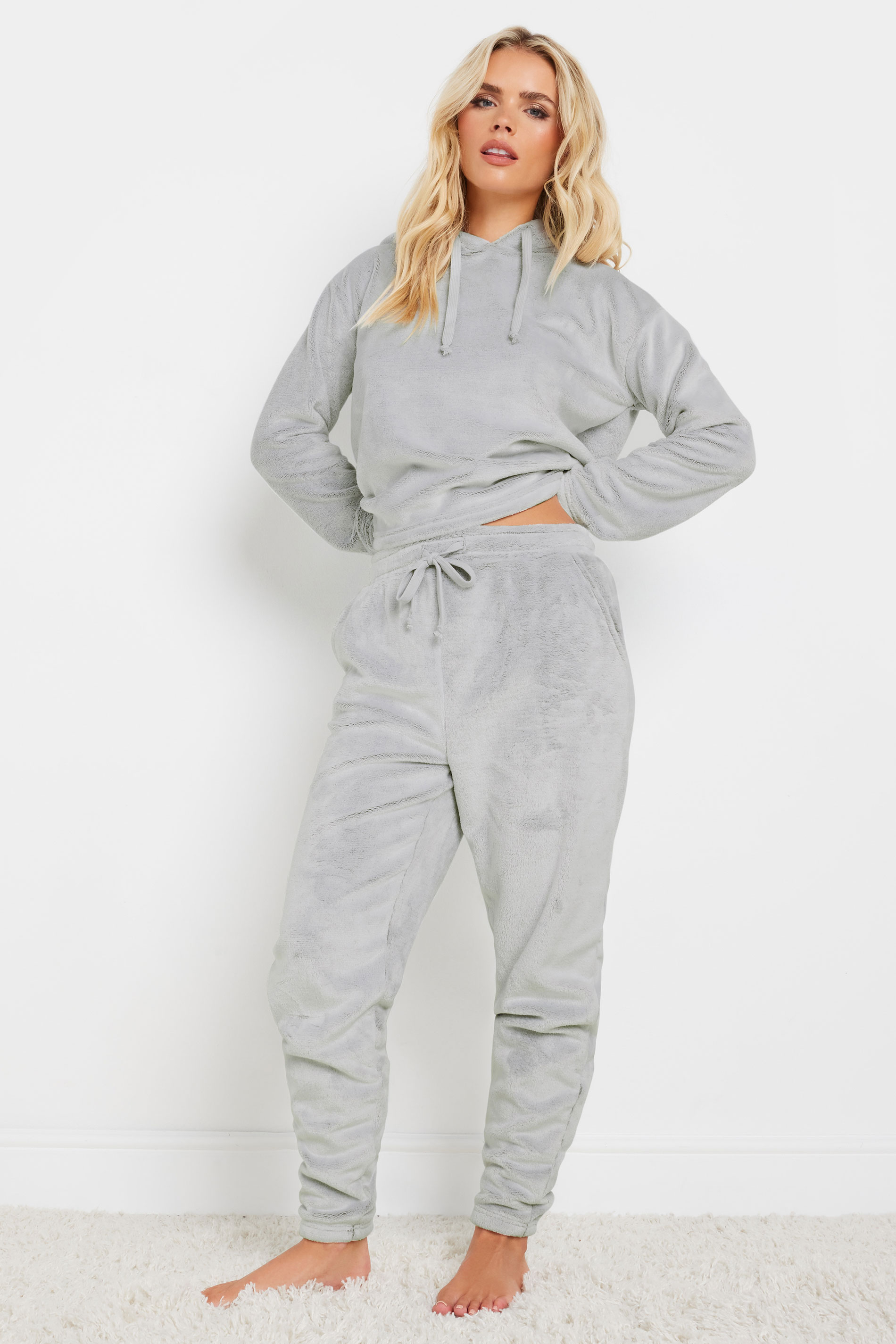 PixieGirl Petite Women's Grey Fleece Cuffed Pyjama Bottoms | PixieGirl 2