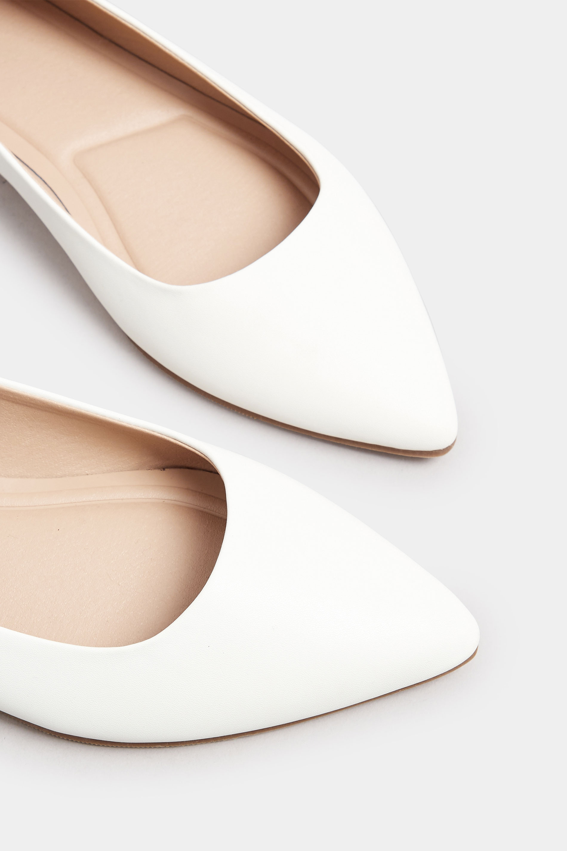 White Pointed Ballet Pumps In Wide E & Extra Wide EEE Fit | Yours Clothing 6