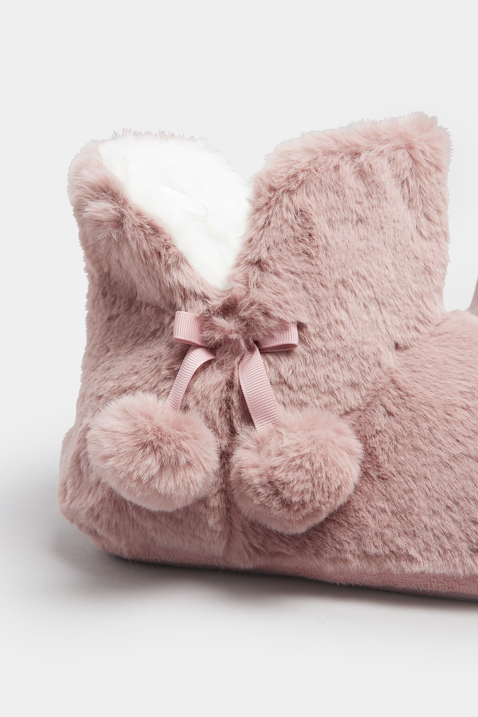 Pink Pom Pom Faux Fur Boot Slippers | Yours Clothing 6