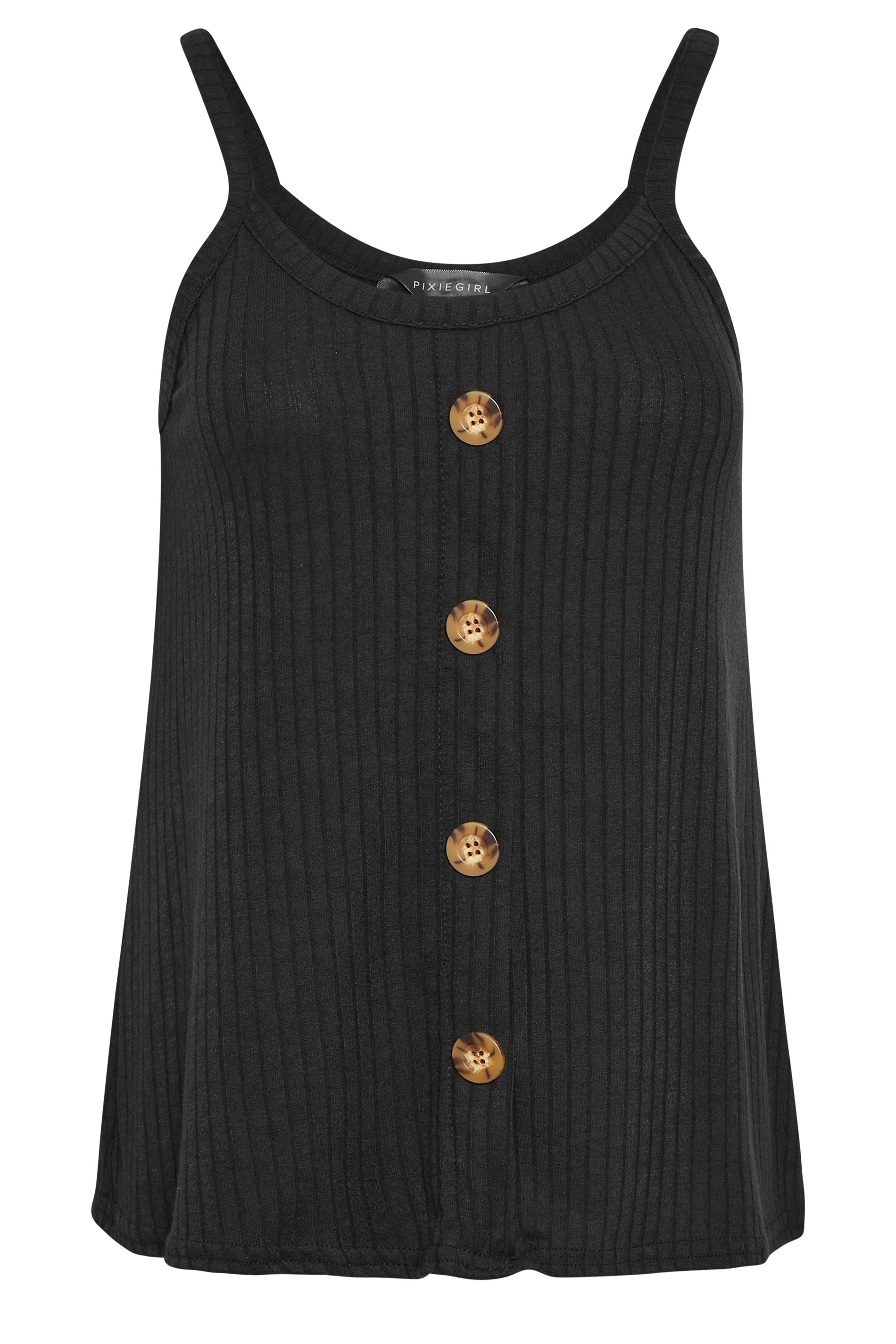 PixieGirl 2 PACK Petite Womens Black & Khaki Green Button Down Cami Tops | PixieGirl 8