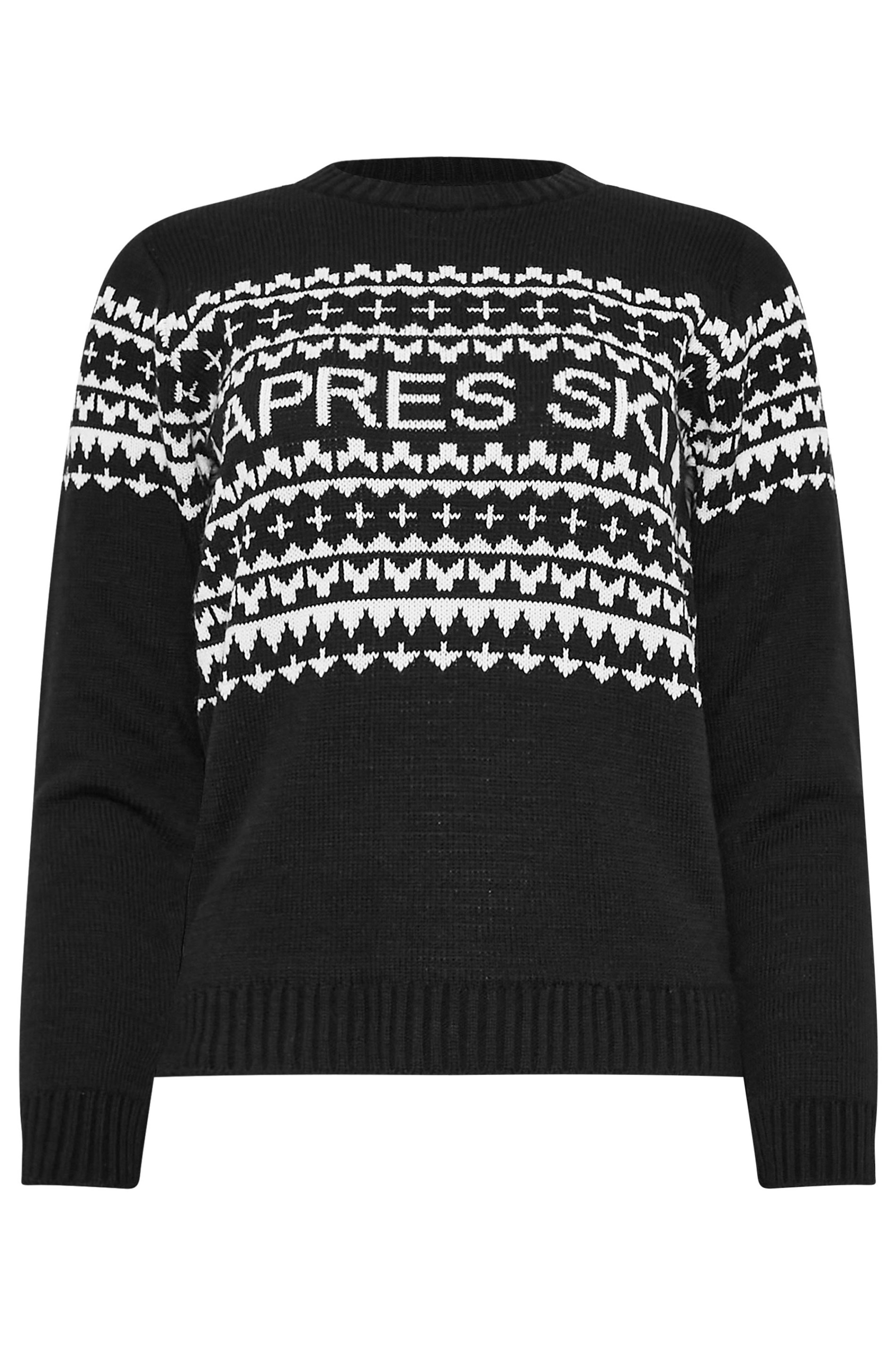 PixieGirl Petite Women's Black Knitted 'Apres Ski' Slogan Jumper | PixieGirl 5