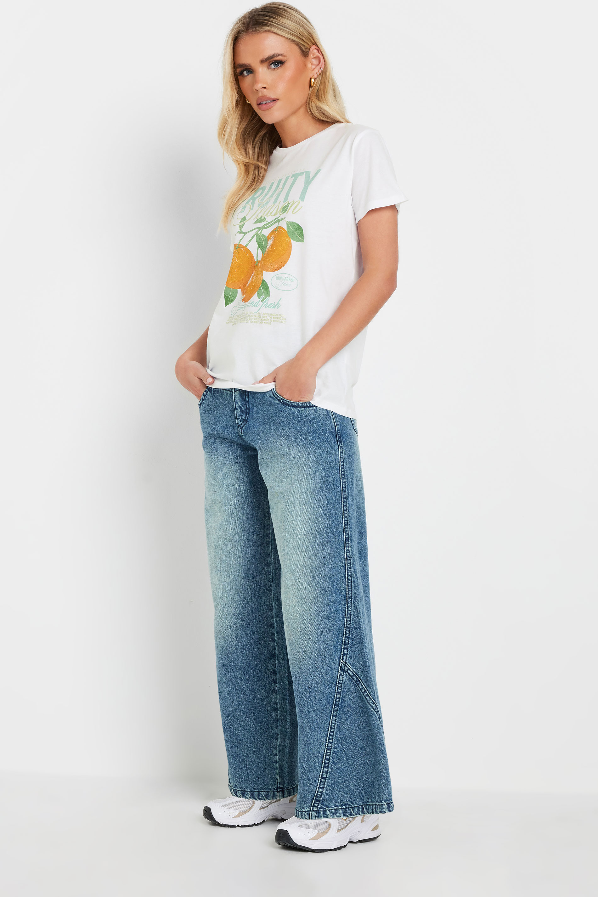 PixieGirl Petite Women's White Cotton 'Fruity' Graphic T-Shirt | PixieGirl 2