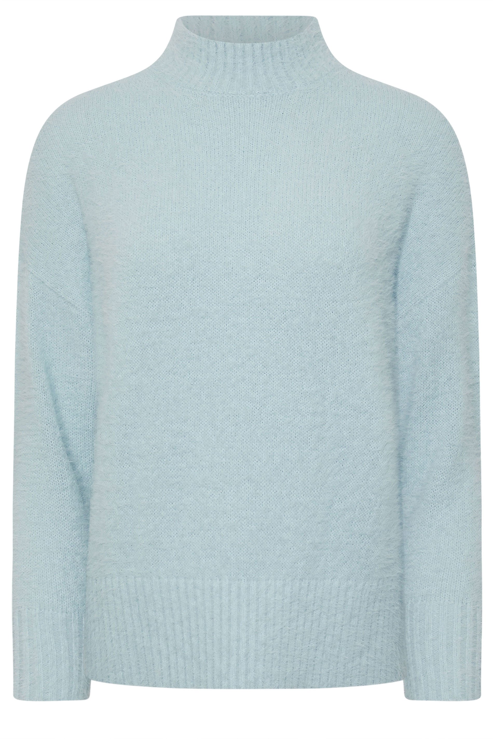 PixieGirl Petite Women's Blue Fluffy Knitted High Neck Jumper | PixieGirl 6