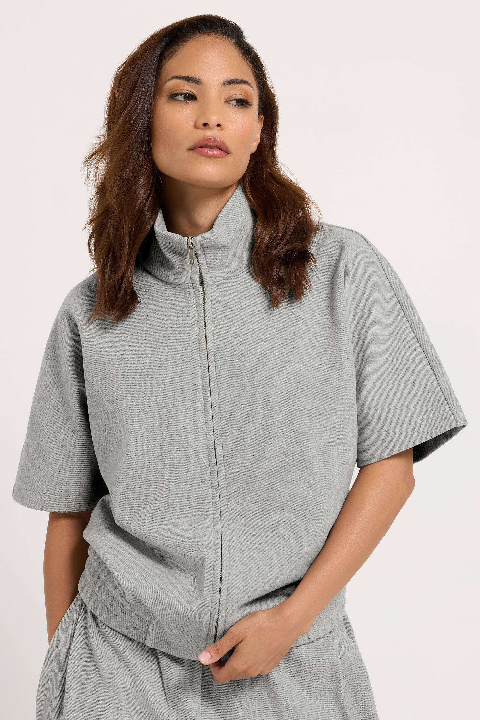 Pixiegirl Women's Grey Petite Brushed Funnel Neck Jacket Size 16