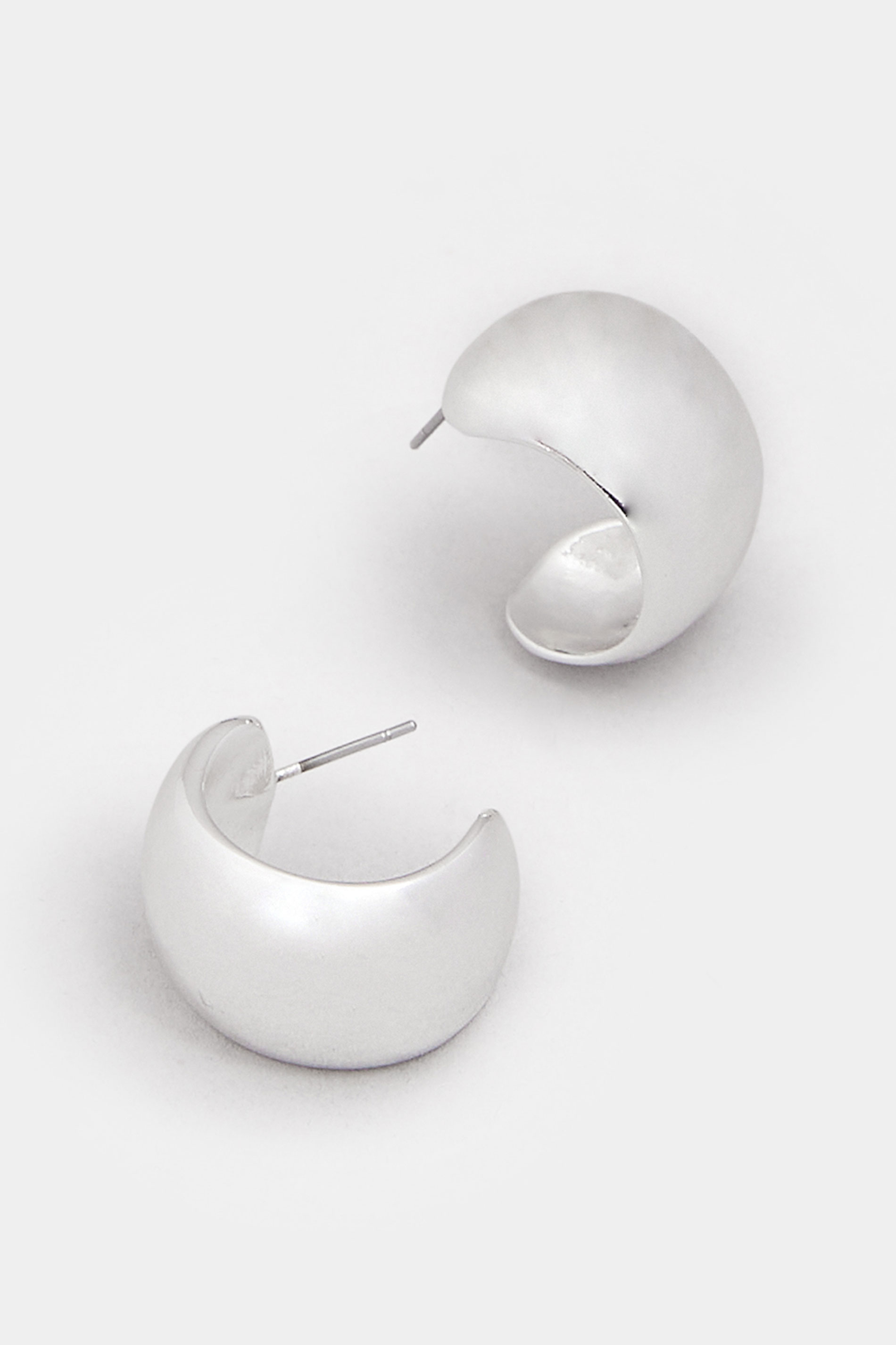 Silver Tone Polished Curve Stud Earrings | Yours Clothing 3