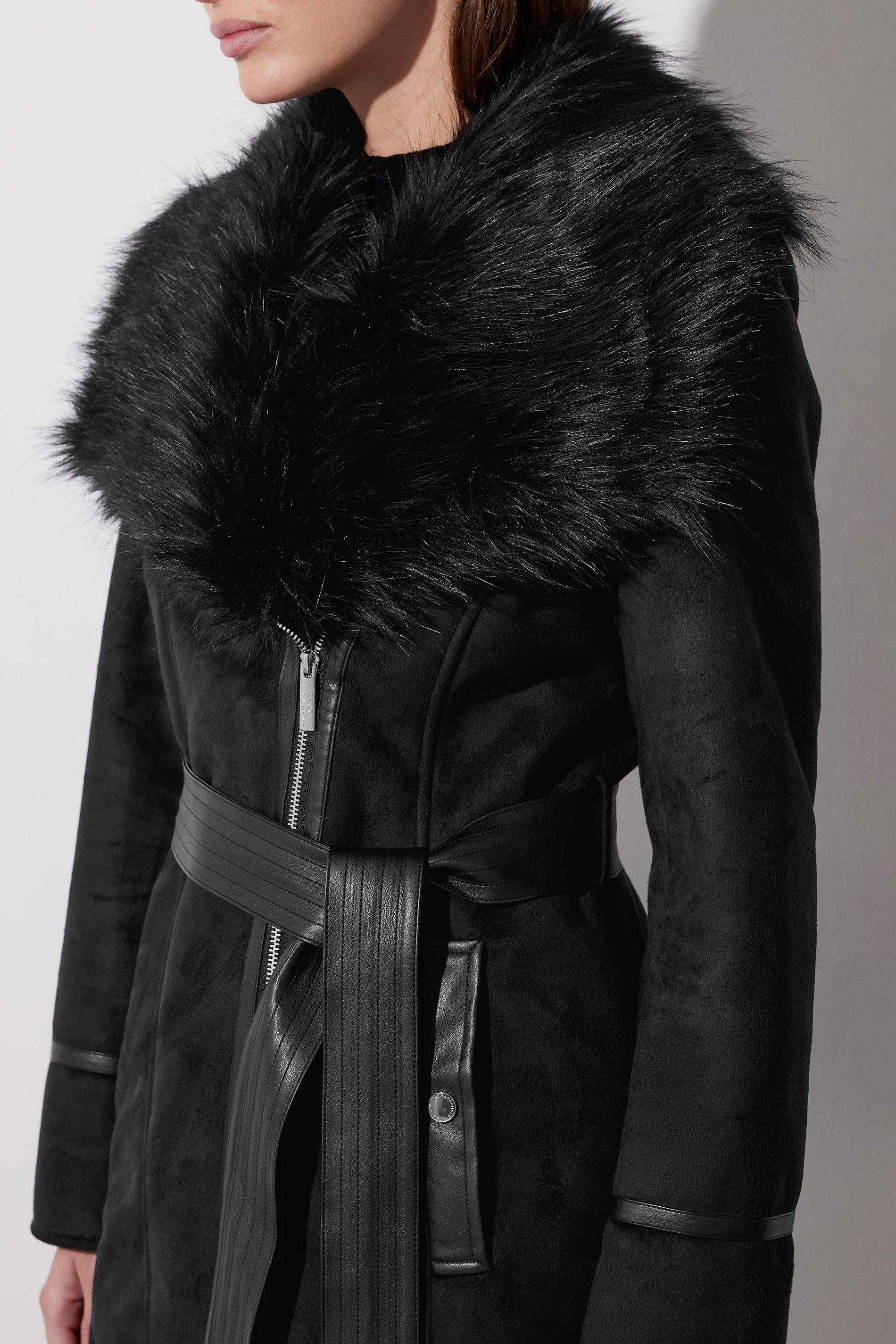 STAR Black Faux Suede Belted Jacket | STAR x JM 7