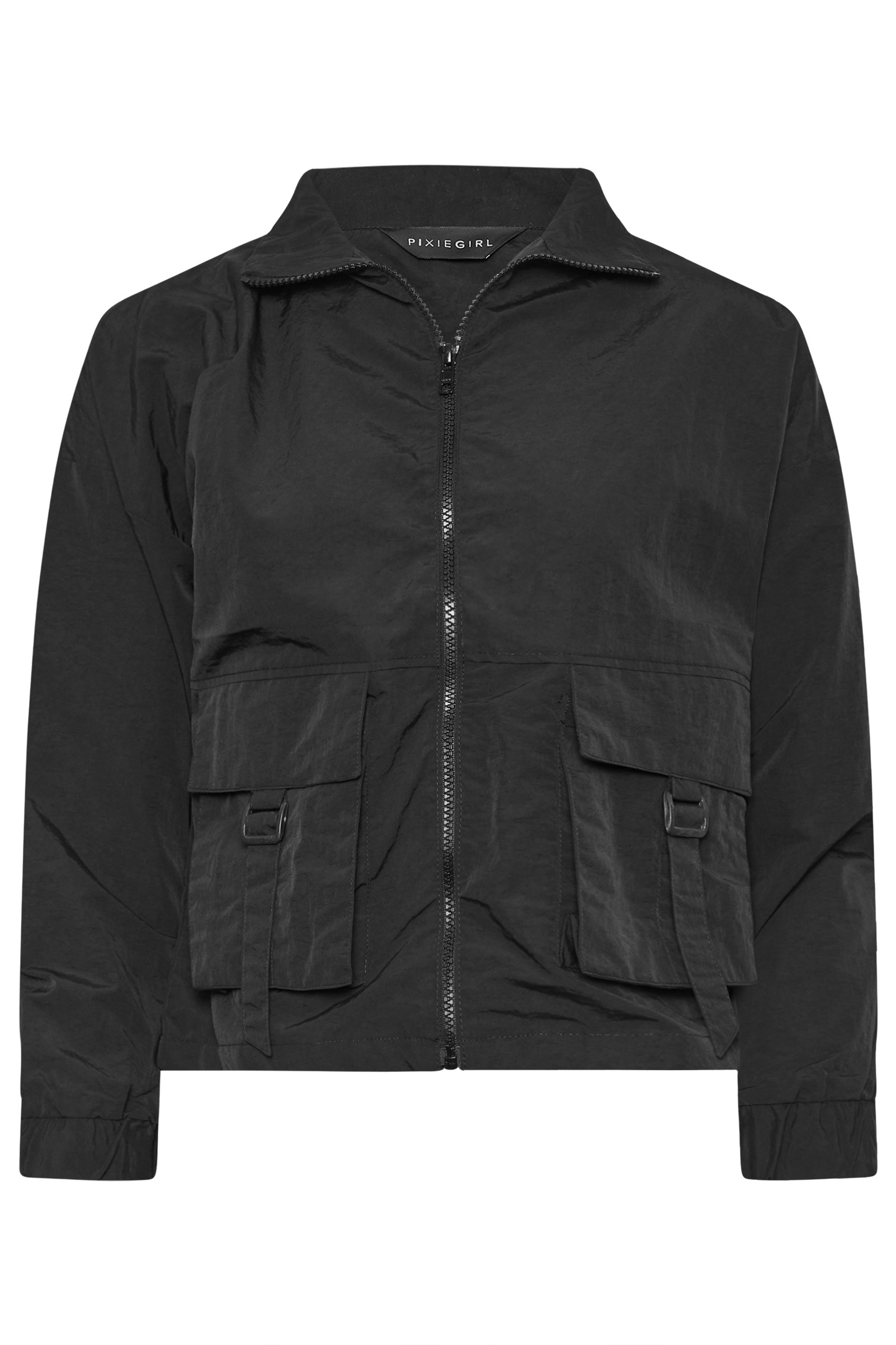 PixieGirl Petite Women's Black Zip Through Utility Jacket | PixieGirl 5