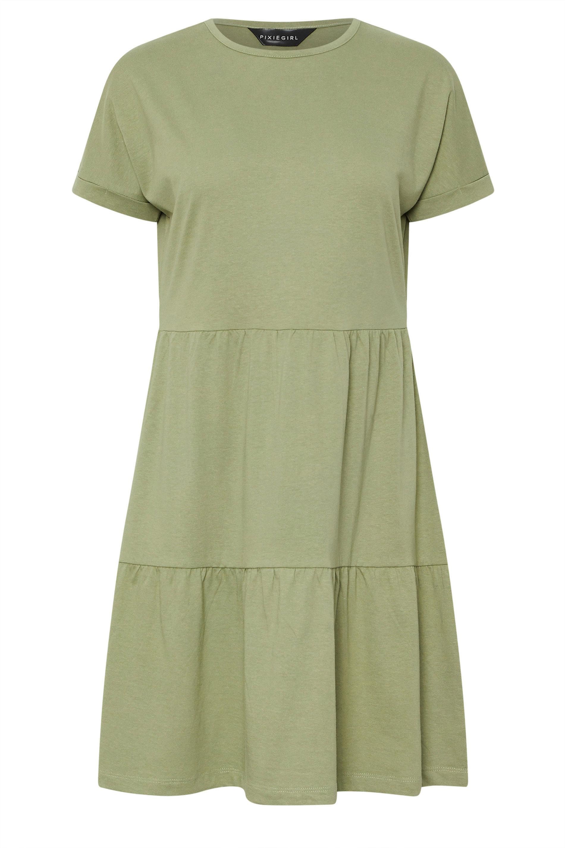 PixieGirl Petite Women's Sage Green Tiered Smock Dress | PixieGirl 5