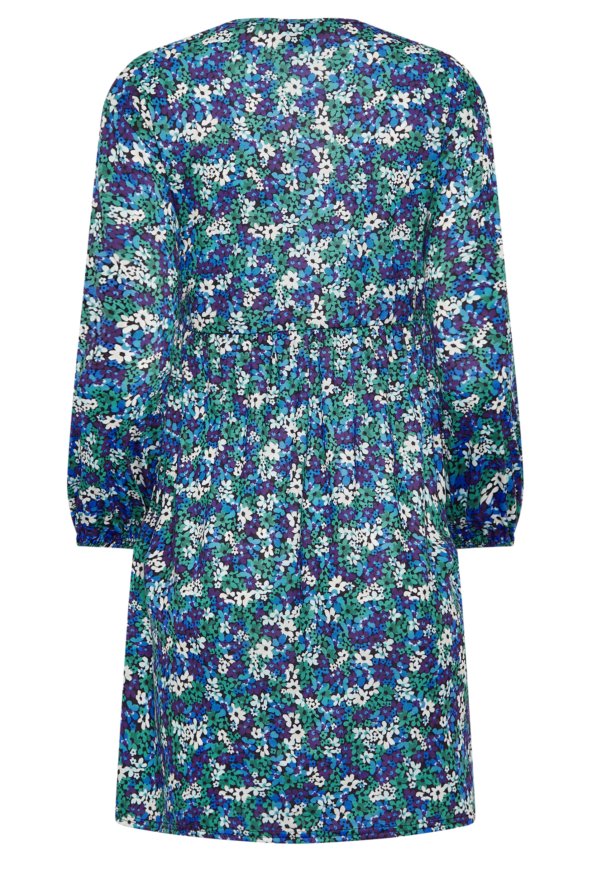 Petite Blue Ditsy Print Long Sleeve Smock Dress | PixieGirl 7