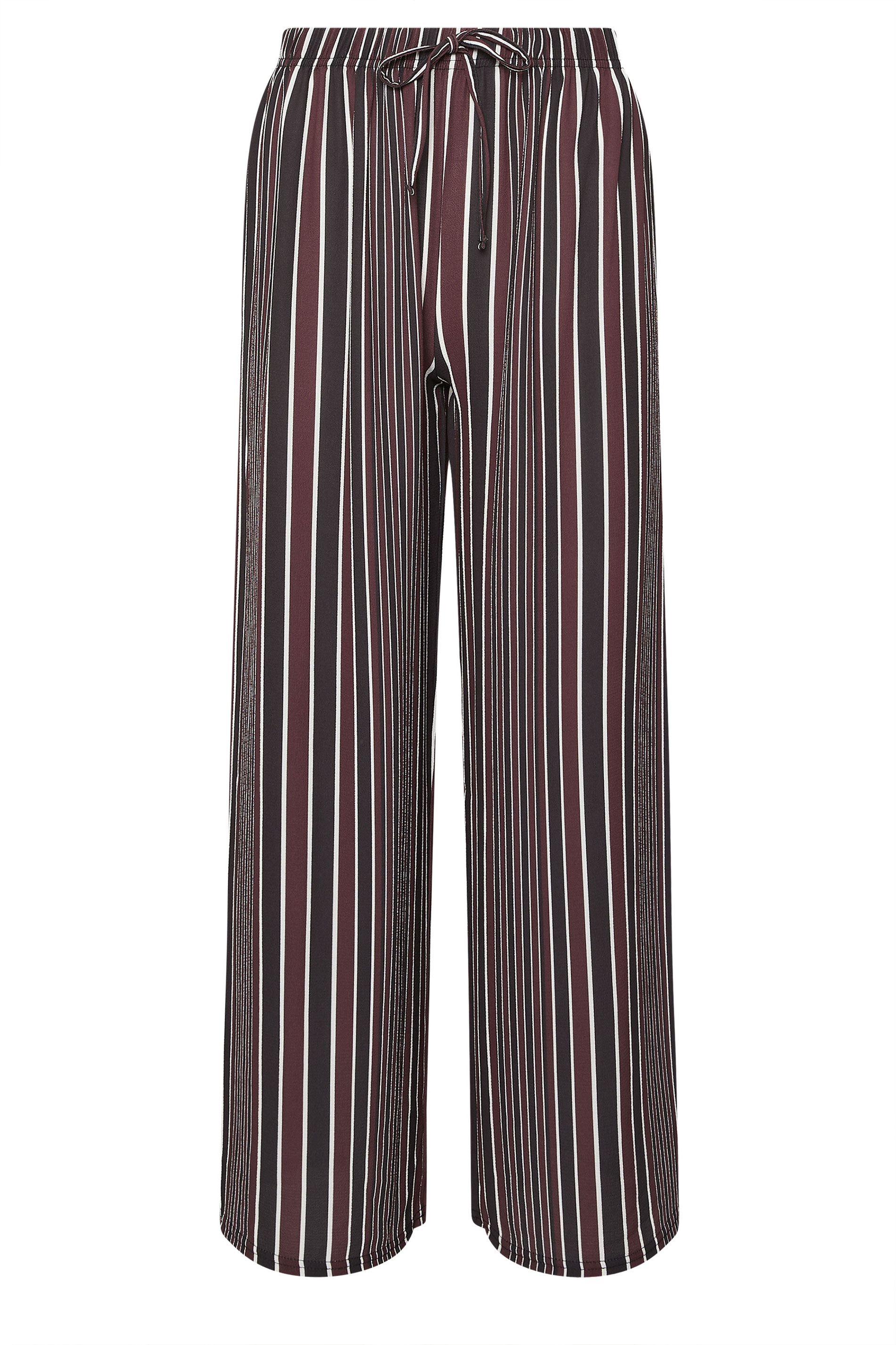 PixieGirl Petite Women's Dark Red Crepe Striped Wide Leg Trousers | PixieGirl 5