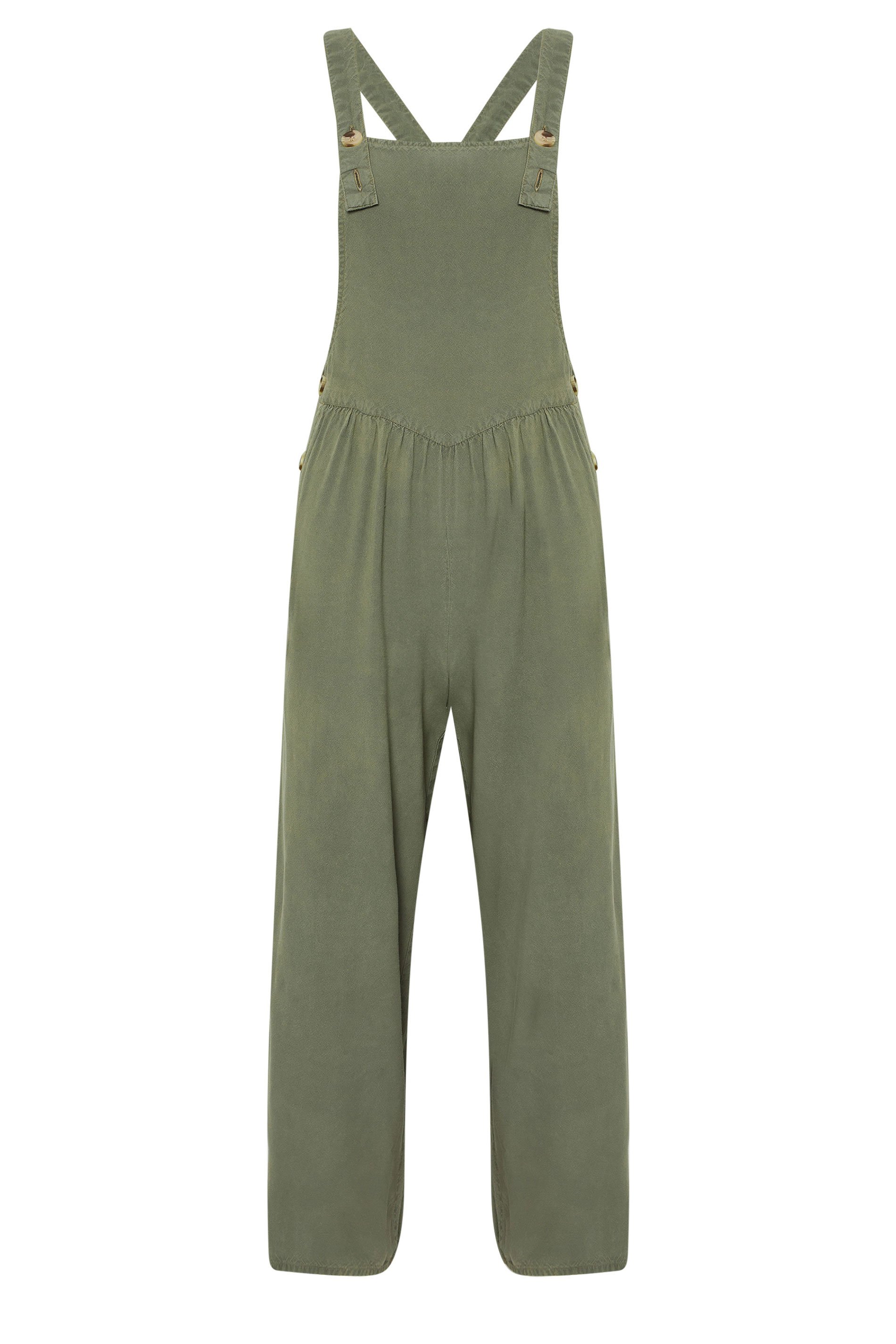 PixieGirl Petite Women's Green Acid Wash Wide Leg Dungarees | PixieGirl 6