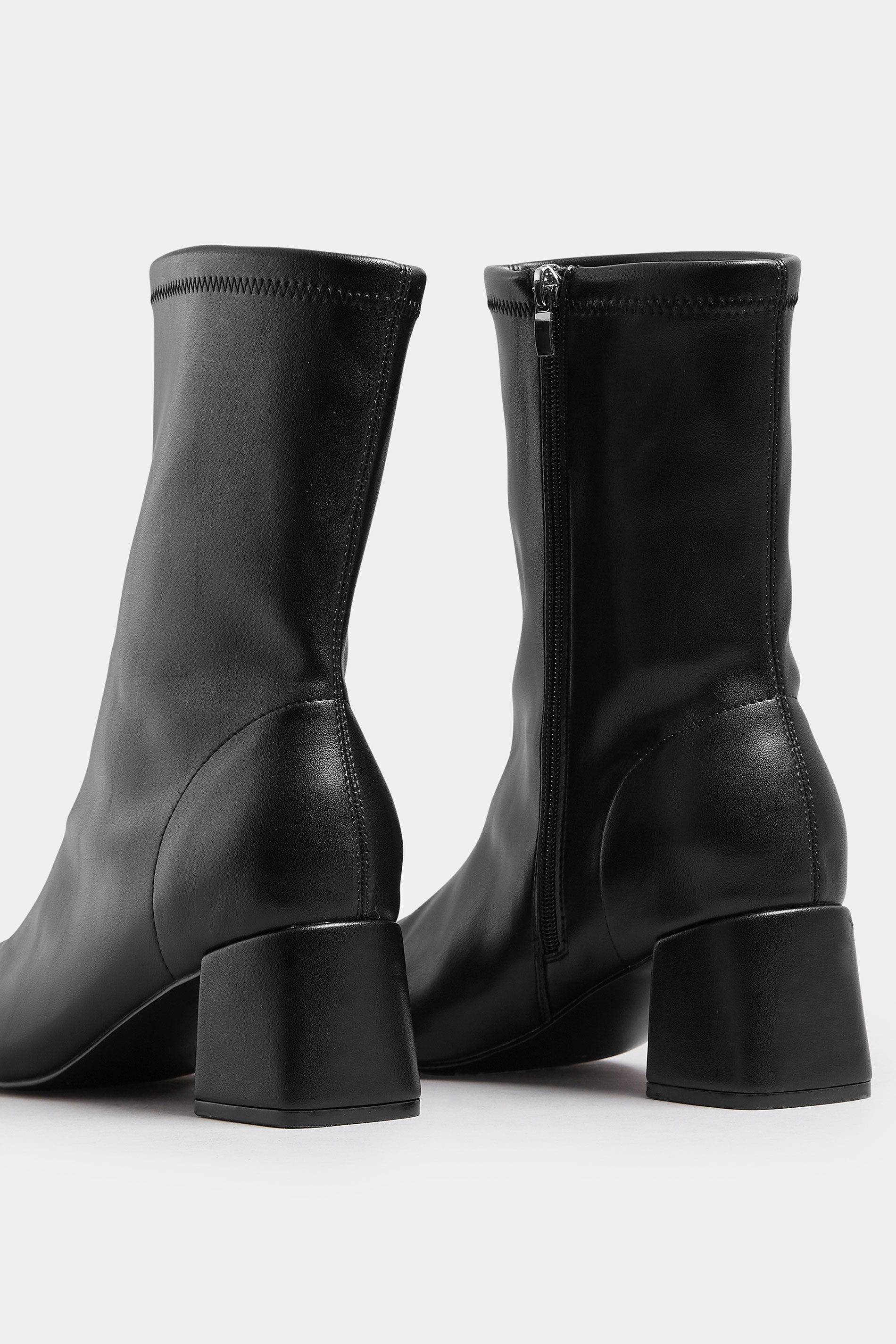 Black Block Heel Stretch Boots In Extra Wide EEE Fit | Yours Clothing 4