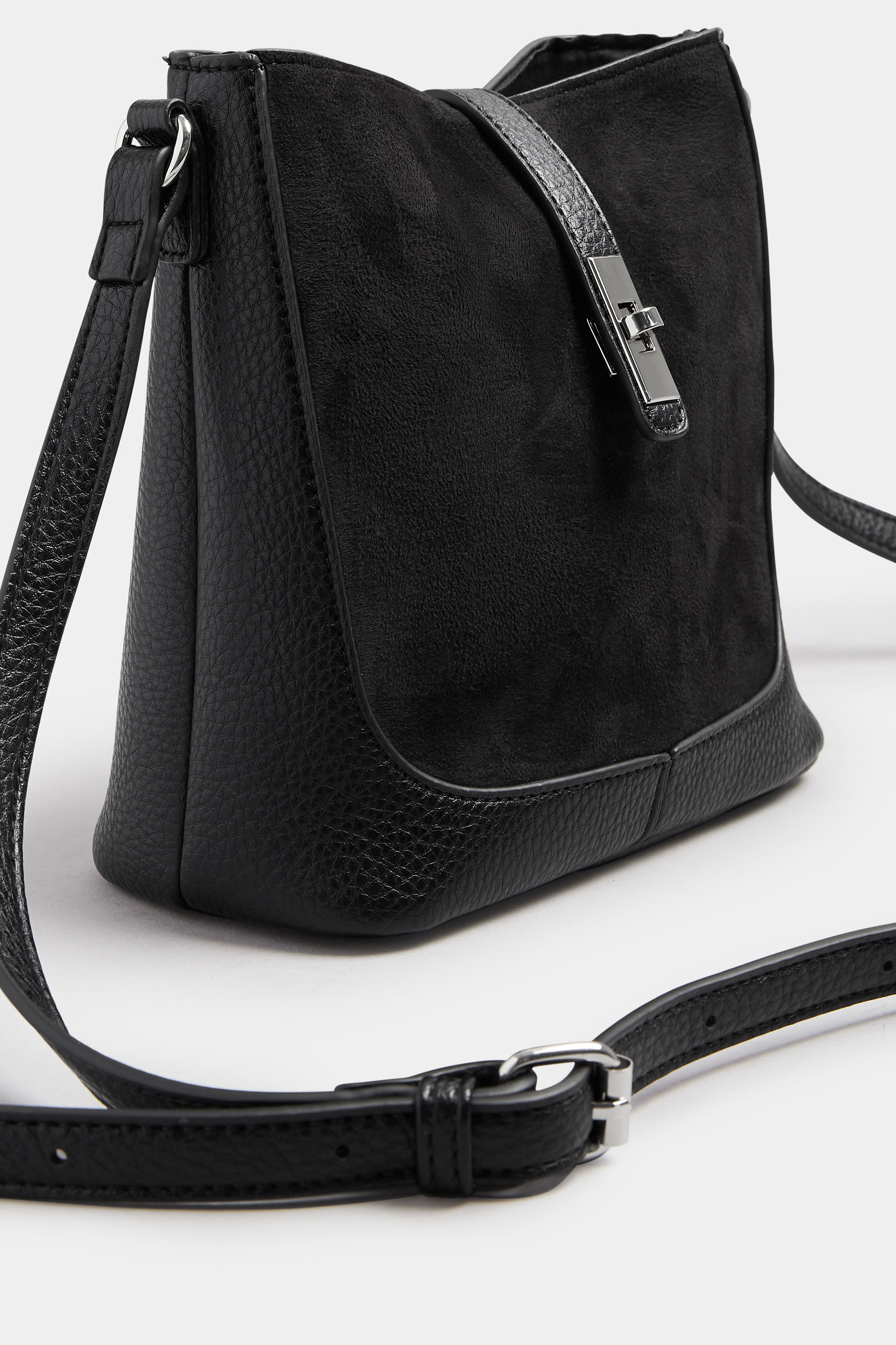 Black Faux Suede Cross Body Bag | Yours Clothing 4
