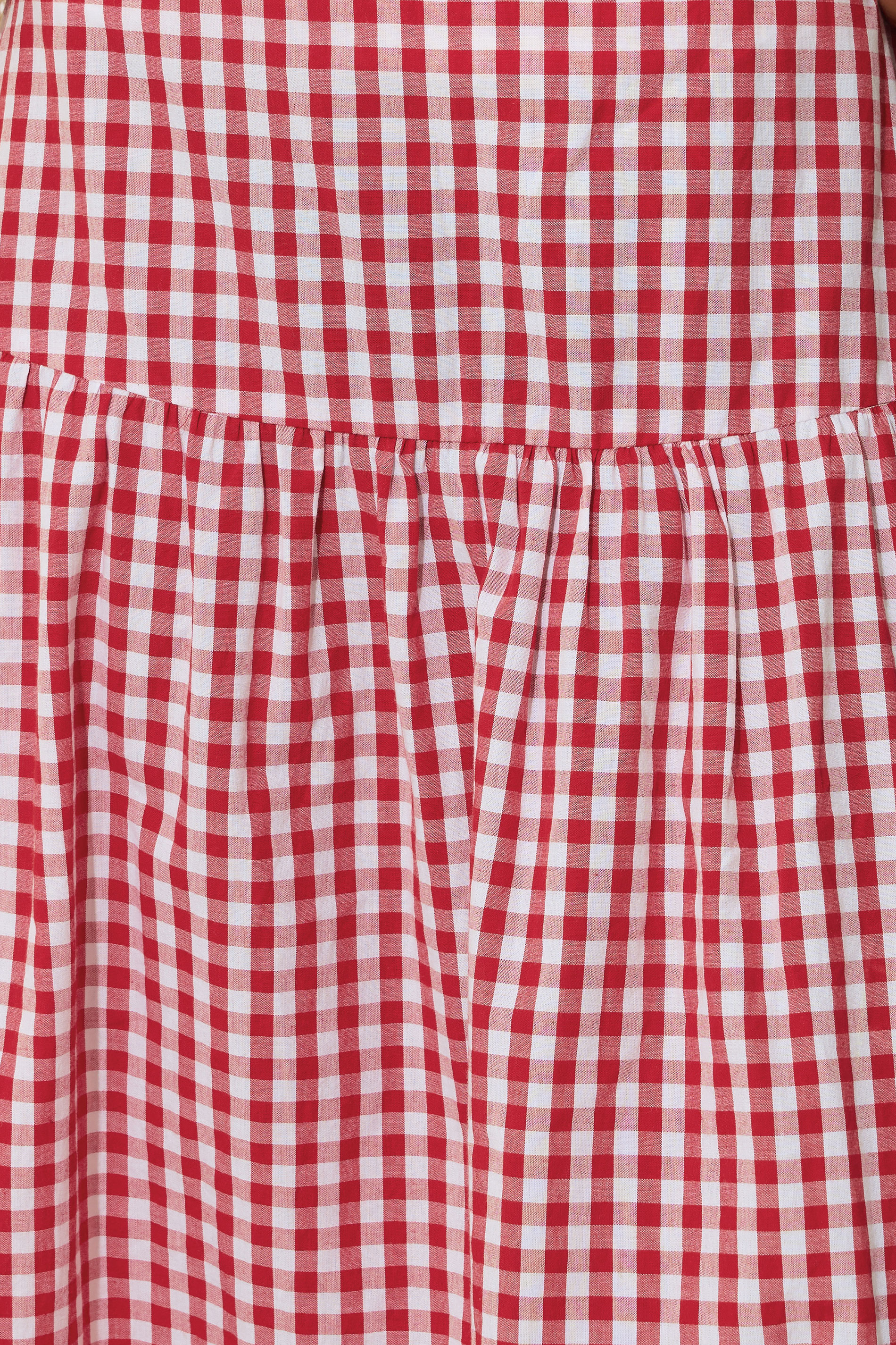 PixieGirl Petite Women's Red Gingham Print Maxi Skirt | PixieGirl 4