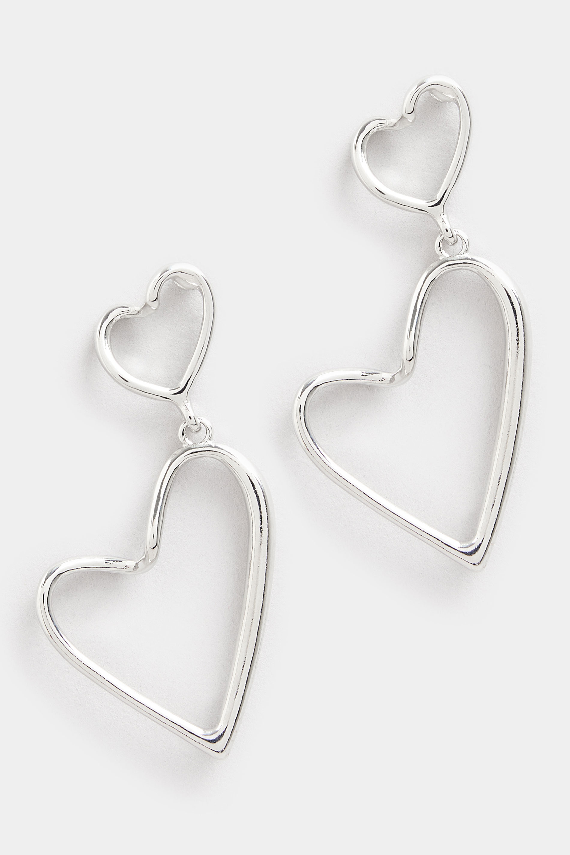Silver Tone Heart Drop Earrings | Yours Clothing 2