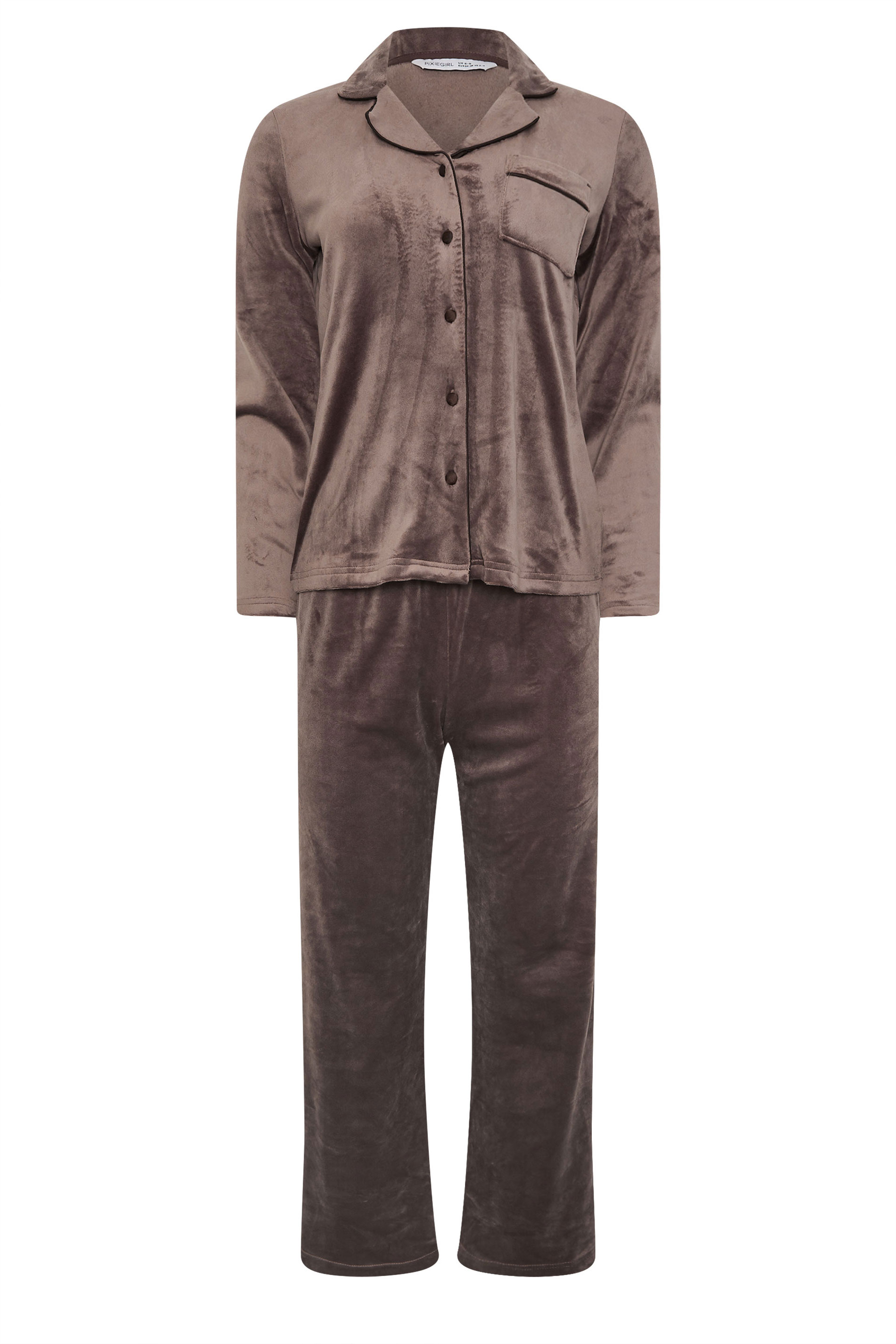 PixieGirl Petite Women's Chocolate Brown Super Luxe Touch Pyjama Set | PixieGirl 5