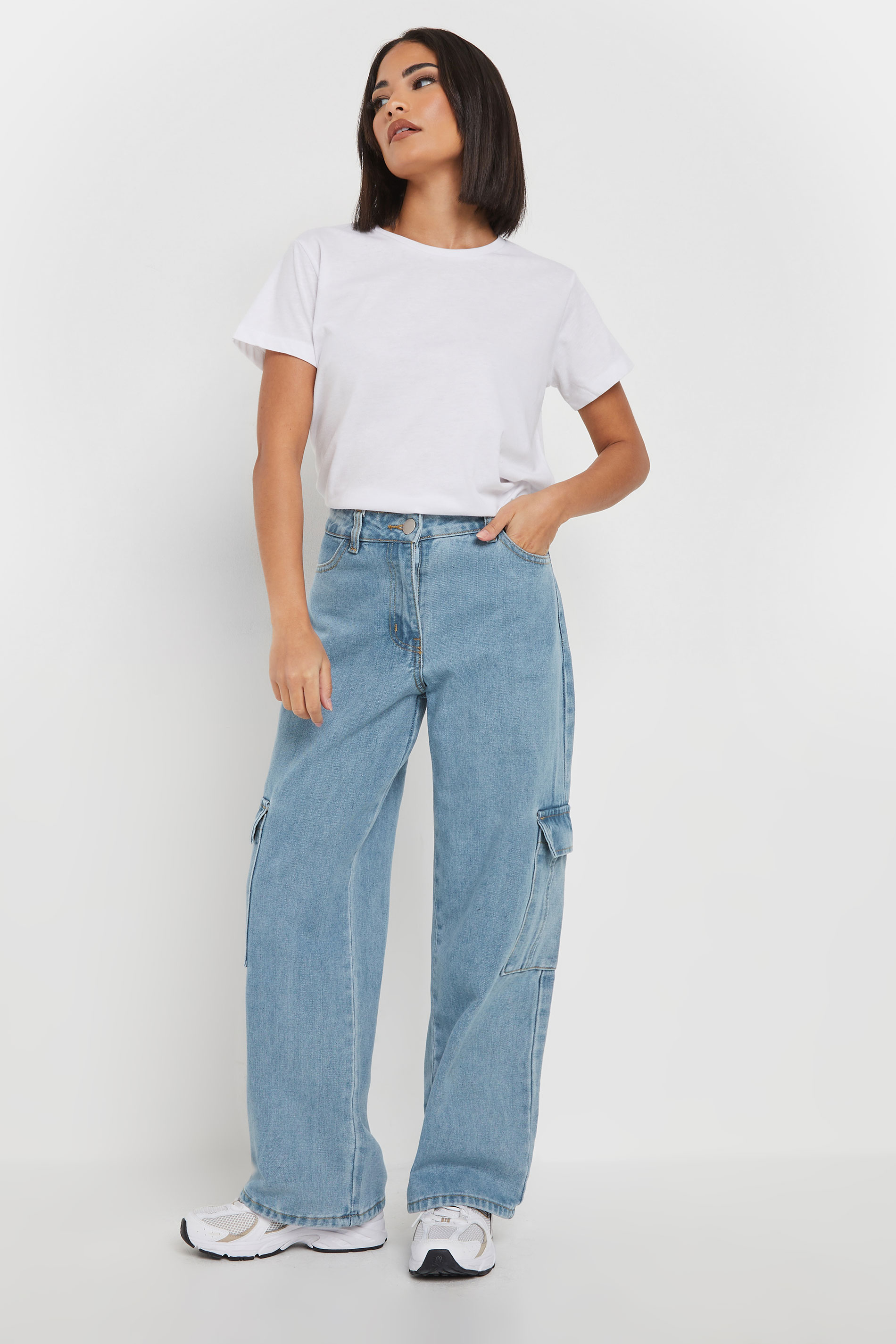 PixieGirl Petite Women's Light Blue Denim Utility Pocket Jeans | PixieGirl 3