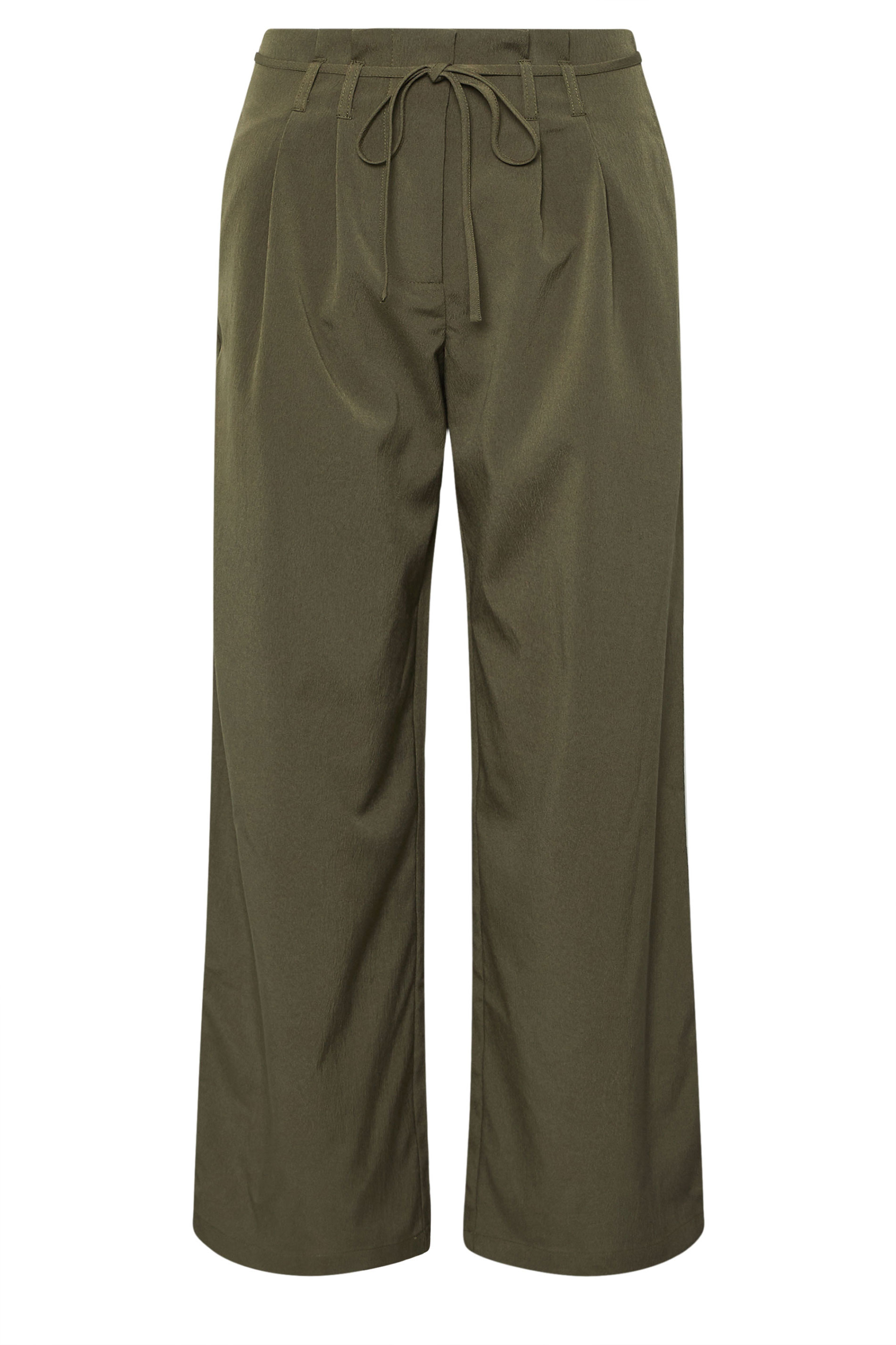 PixieGirl Petite Womens Green Tie Wide Leg Trousers | PixieGirl 6