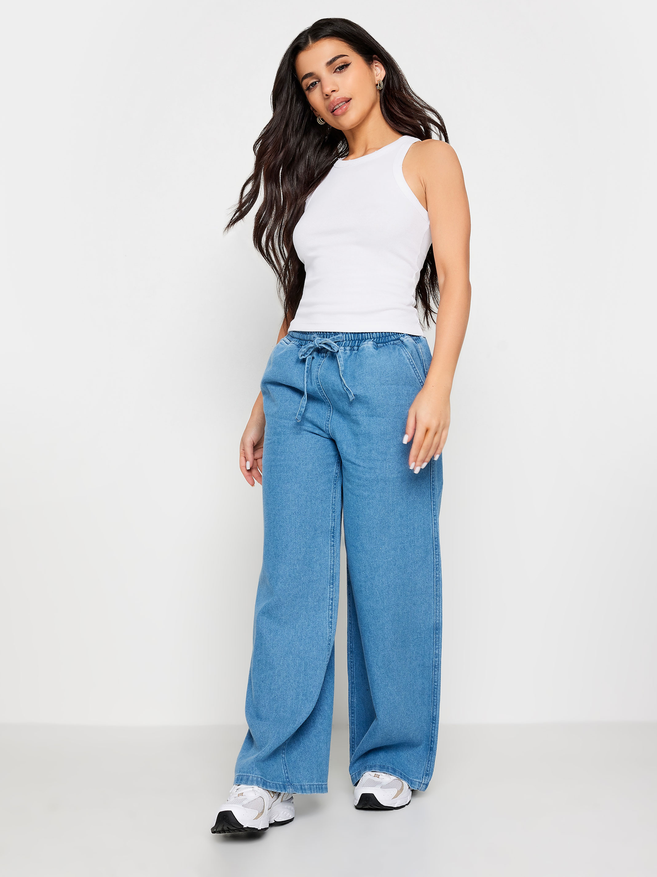 PixieGirl Petite Womens 2 PACK Black Acid Wash & White Plain Racer Neck Vest Tops | PixieGirl 3