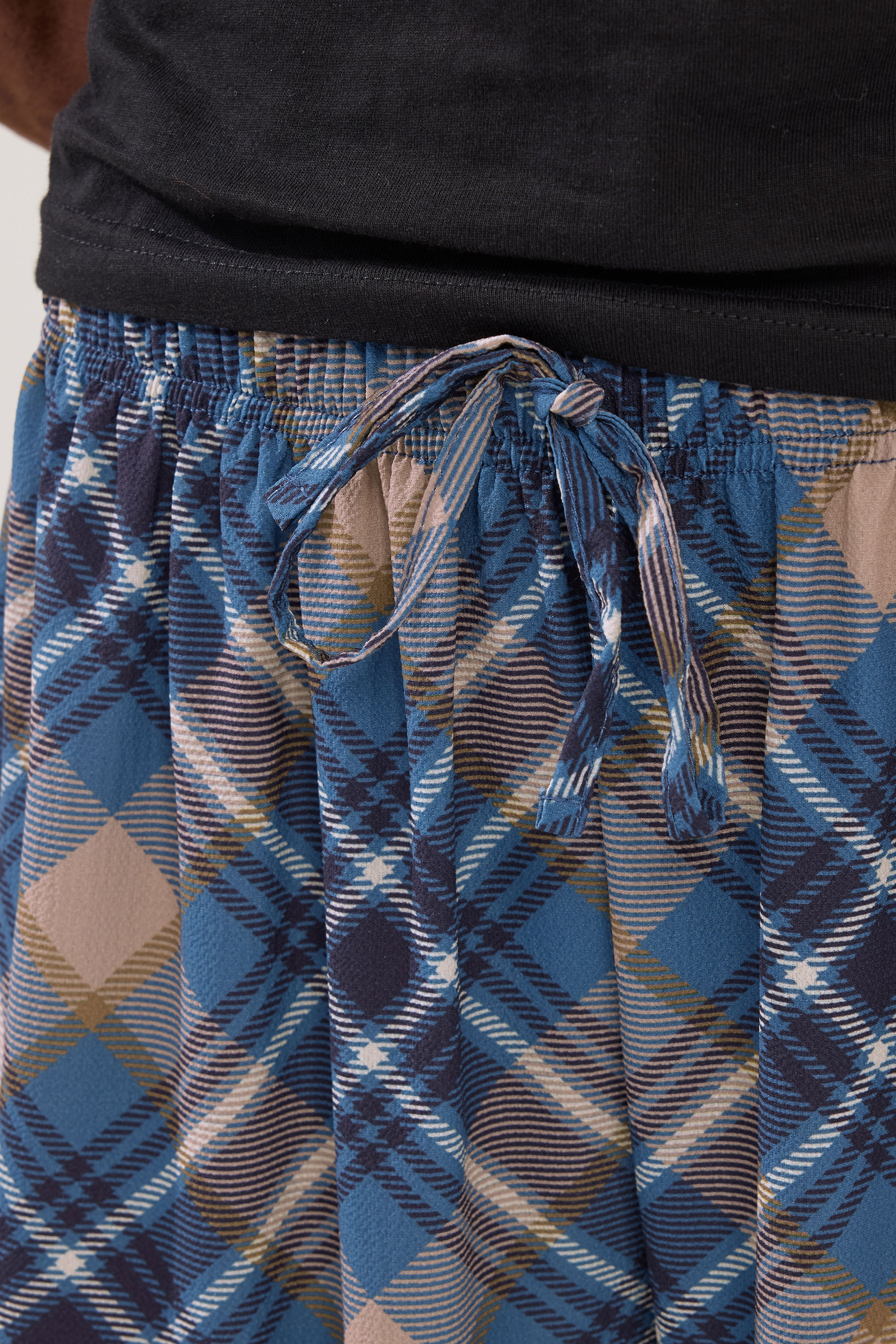 PixieGirl Petite Womens Navy Blue Check Wide Leg Trousers | PixieGirl 4