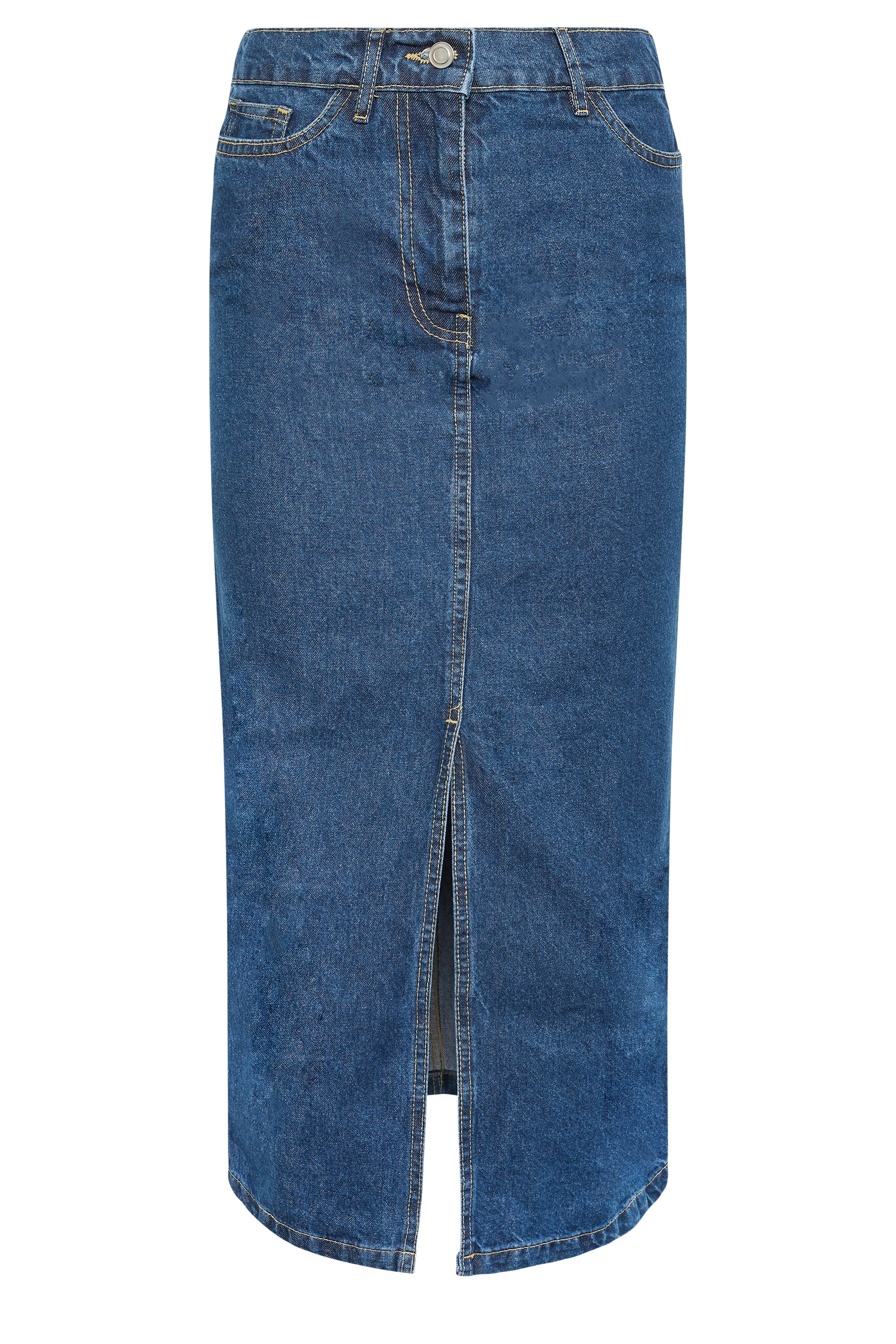 PixieGirl Petite Womens Dark Blue Denim Split Maxi Skirt | PixieGirl  5
